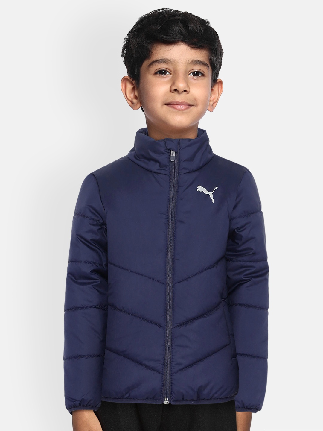 

Puma Boys Navy Blue Solid Padded Jacket