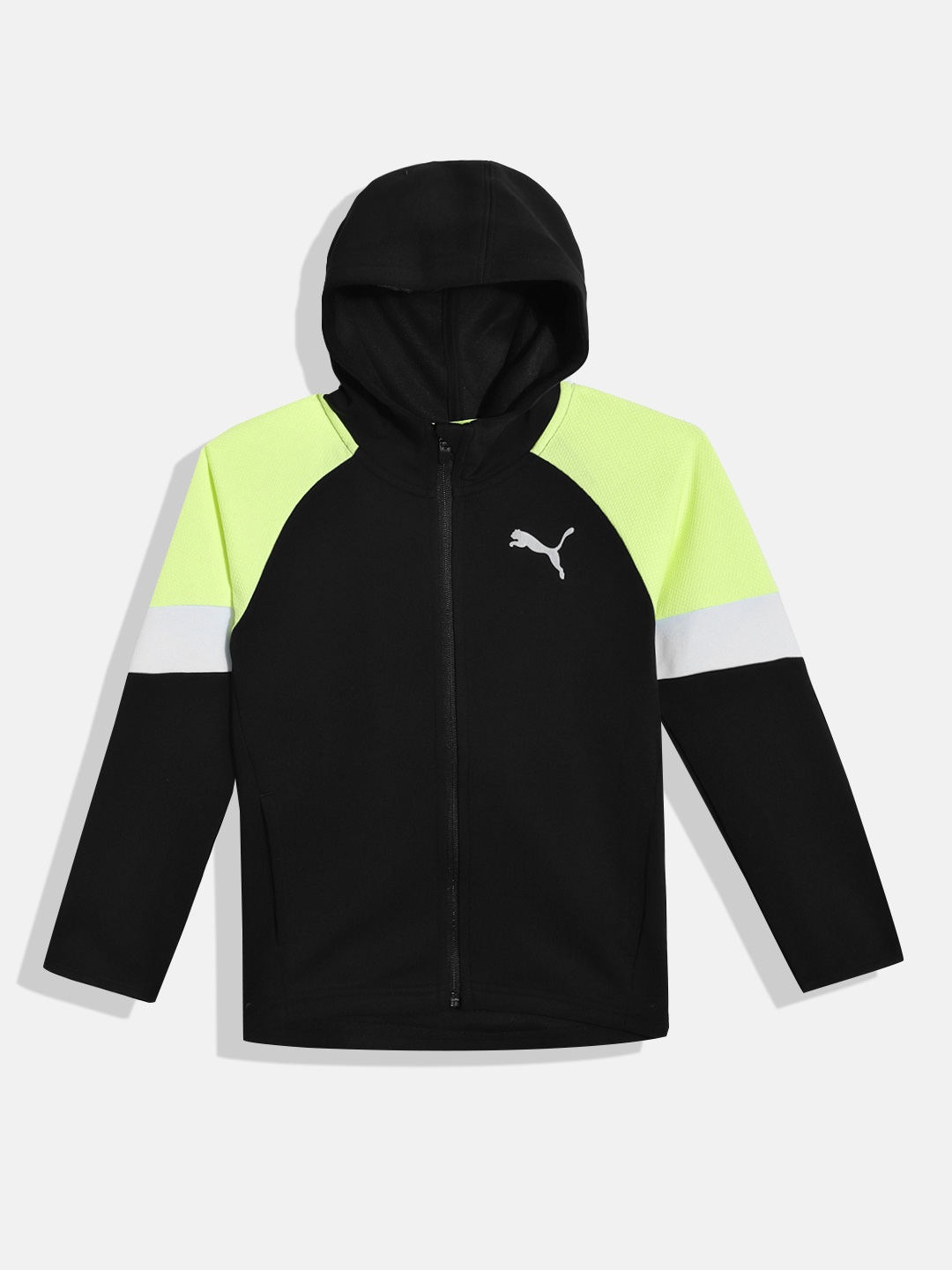 

Puma Boys Black & Fluorescent Green Colourblocked Tailored Jacket