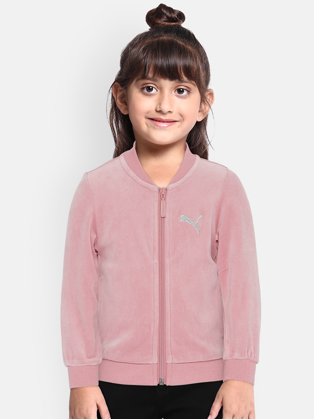 

Puma Girls Pink Solid Alpha Velvet Bomber Jacket