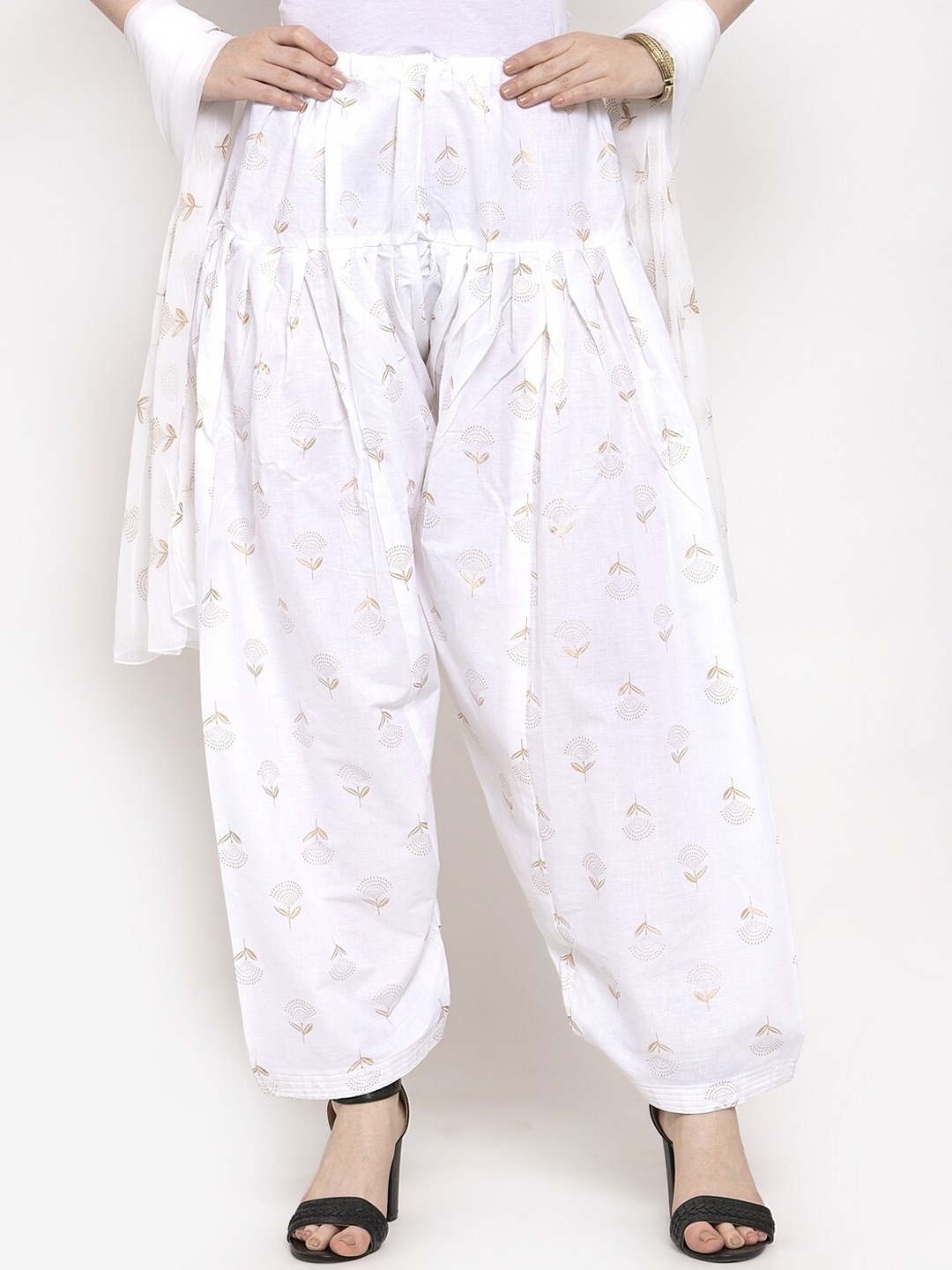 

Clora Creation Women White Printed Loose-Fit Salwar & Dupatta Set
