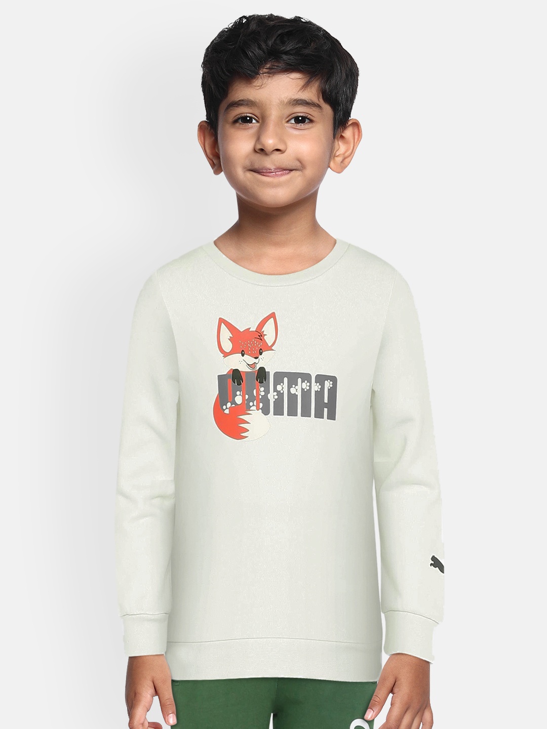 

Puma Boys Off-White Printed Animals Crew Sweatshirt