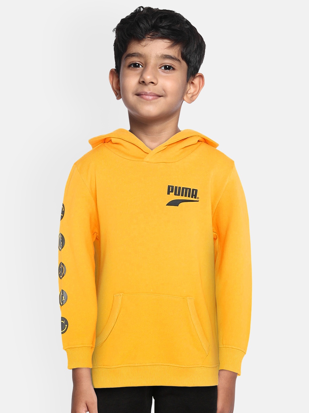 

Puma Boys Yellow Printed Club Hooded Sweatshirt