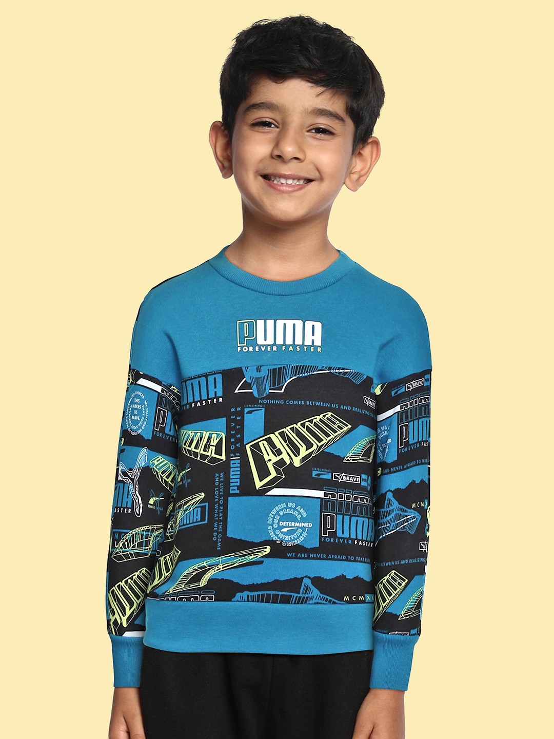 

Puma Boys Blue Graphic Printed Pullover Sweatshirt