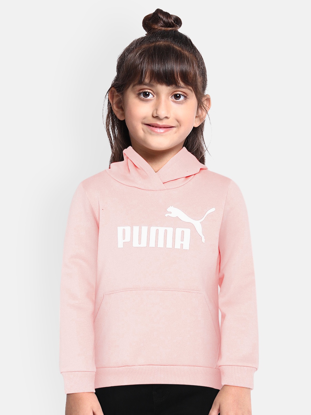 

Puma Girls Peach-Coloured Printed Hooded Sweatshirt