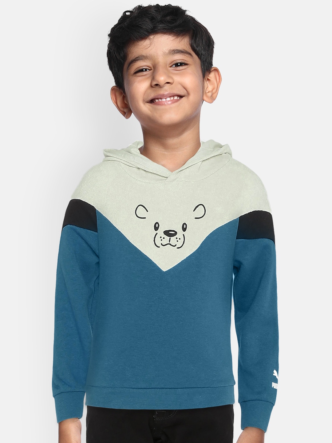 

Puma Boys Blue & Off-White Colourblocked Animals MCS Hoodie Sweatshirt