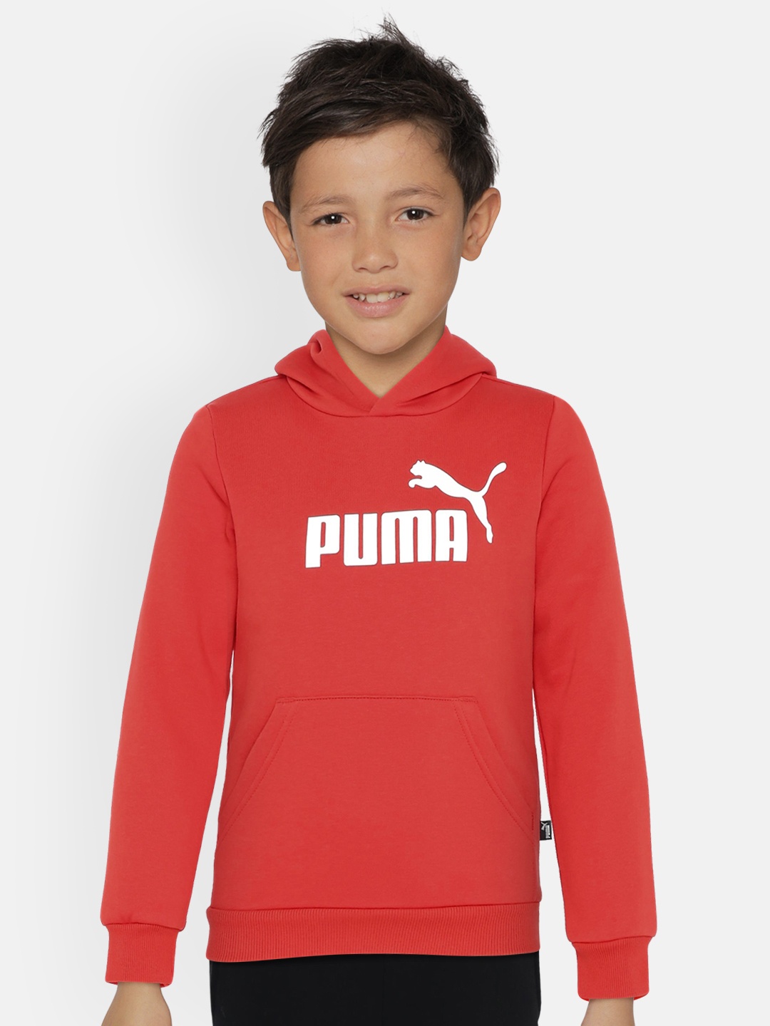 

Puma Boys Red Printed ESS Logo Hooded Sweatshirt