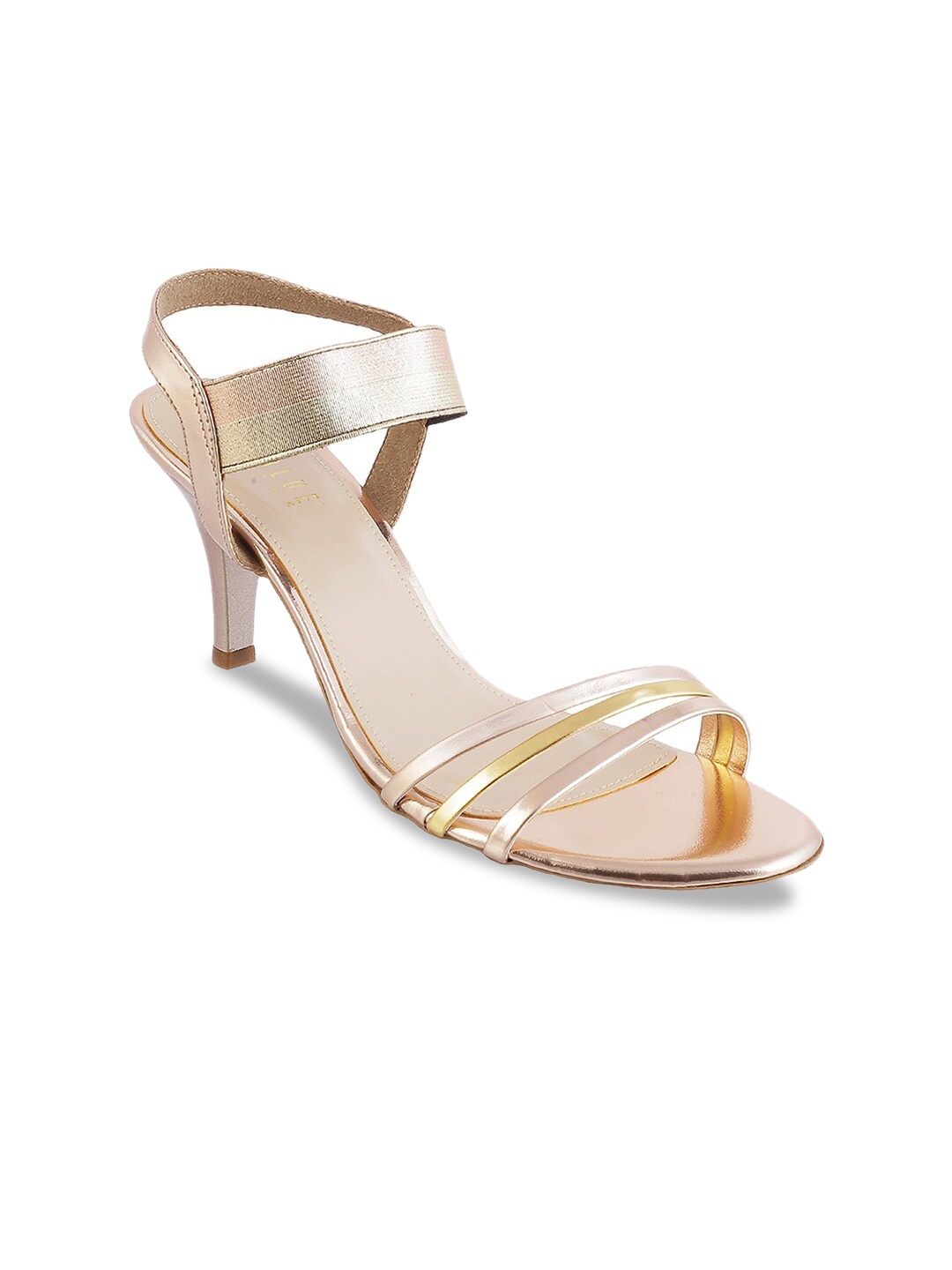 

Wet Blue Women Rose Gold Striped Slim Heels