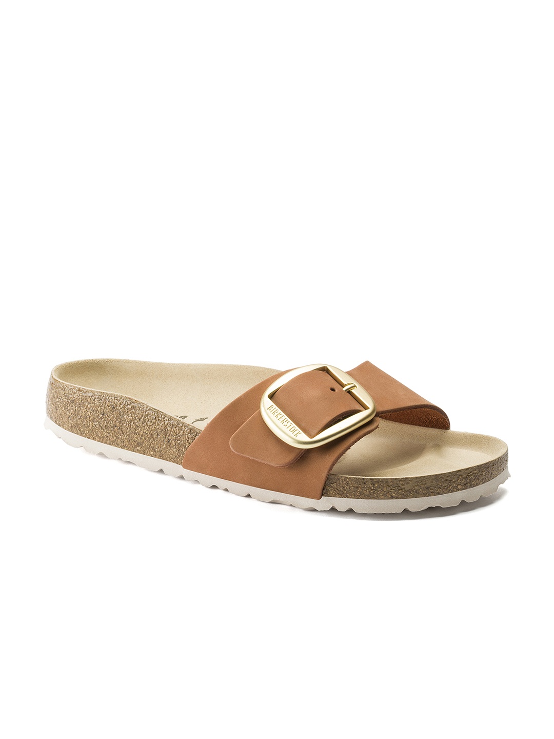 

Birkenstock Women Brown Solid Leather Narrow Width Madrid Sliders