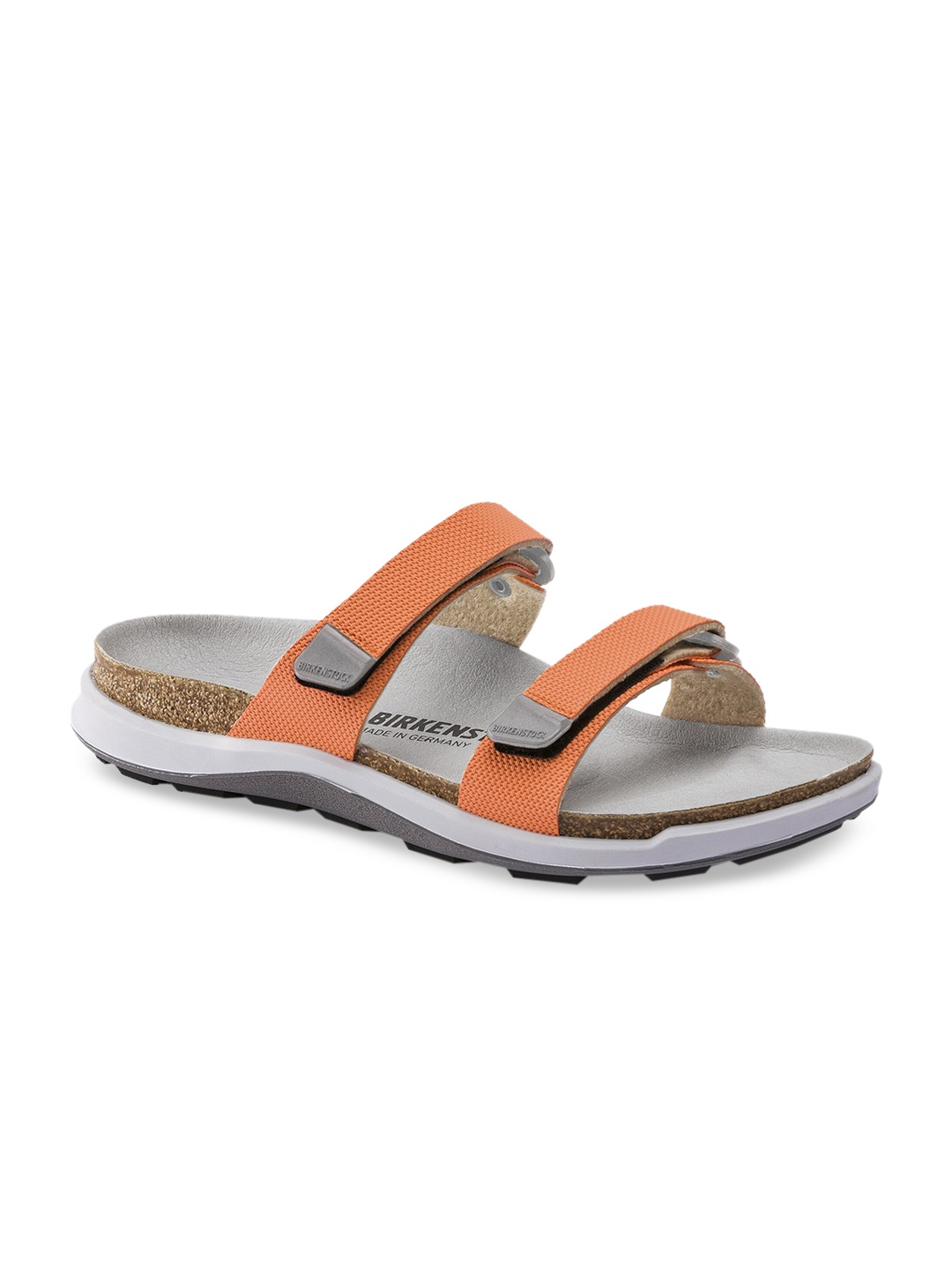 

Birkenstock Women Orange & Grey Narrow Width Sahara Open Toe Flats