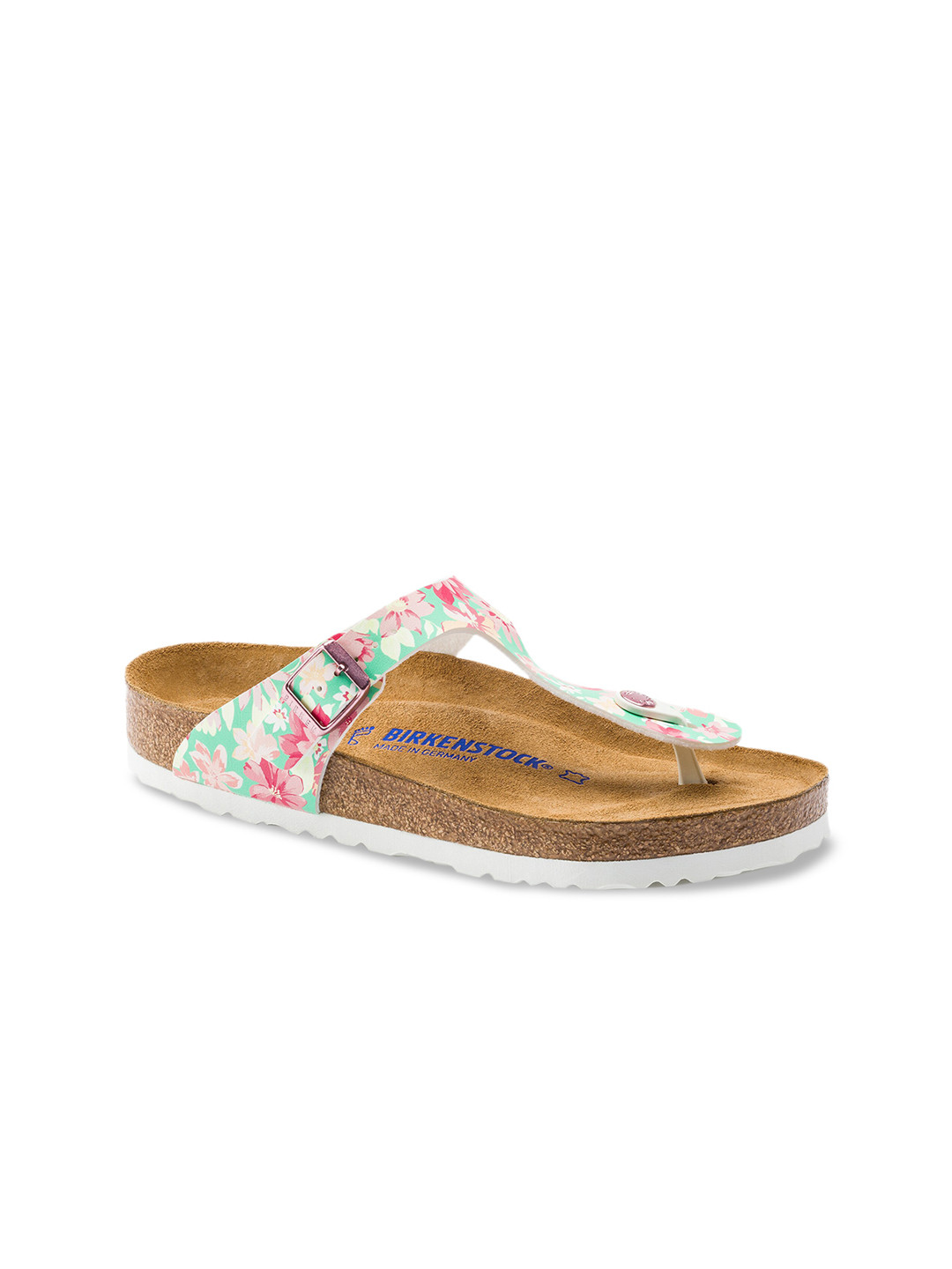 

Birkenstock Women Green & White Printed Gizeh Regular Width Flats
