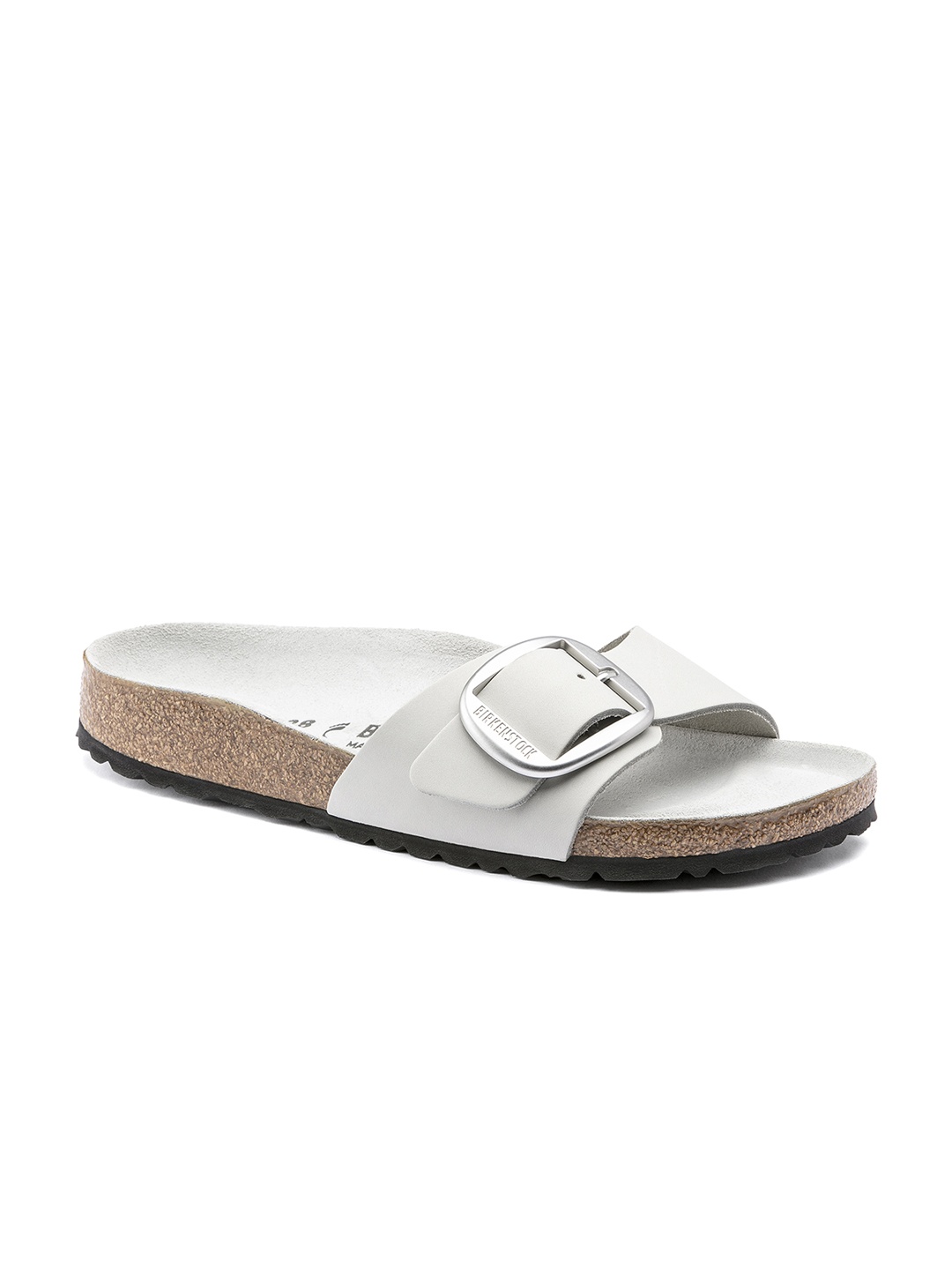 

Birkenstock Women Grey Solid Narrow Width Madrid Sliders