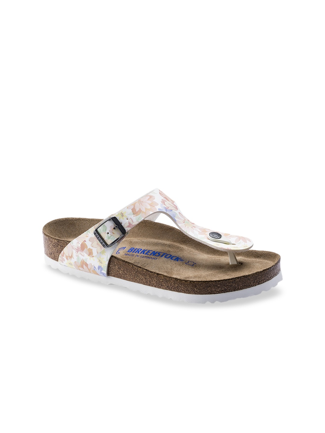 

Birkenstock Women White Regular Width Gizeh T-Strap Flats