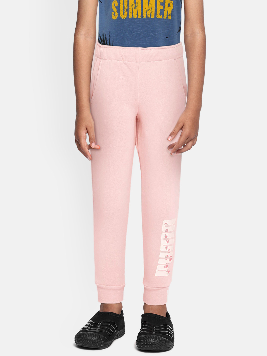 

Puma Boys Peach-Coloured Printed MCS Straight Fit Joggers