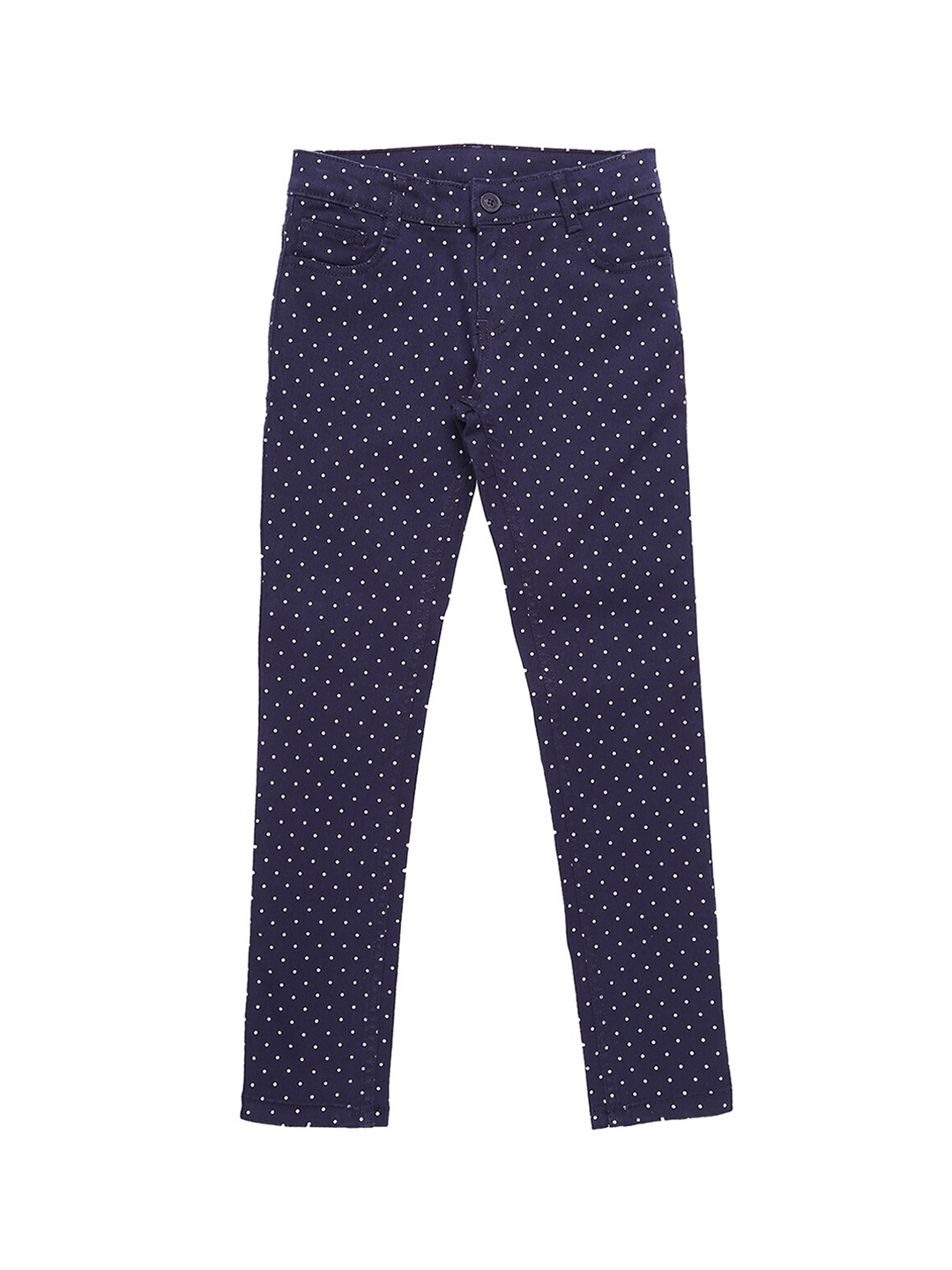 

Pantaloons Junior Girls Navy Blue Regular Fit Printed Regular Trousers