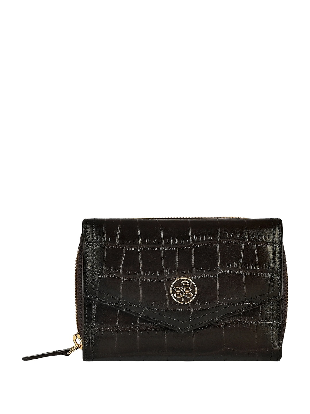 

Eske Women Brown Textured Leather Three Fold Wallet