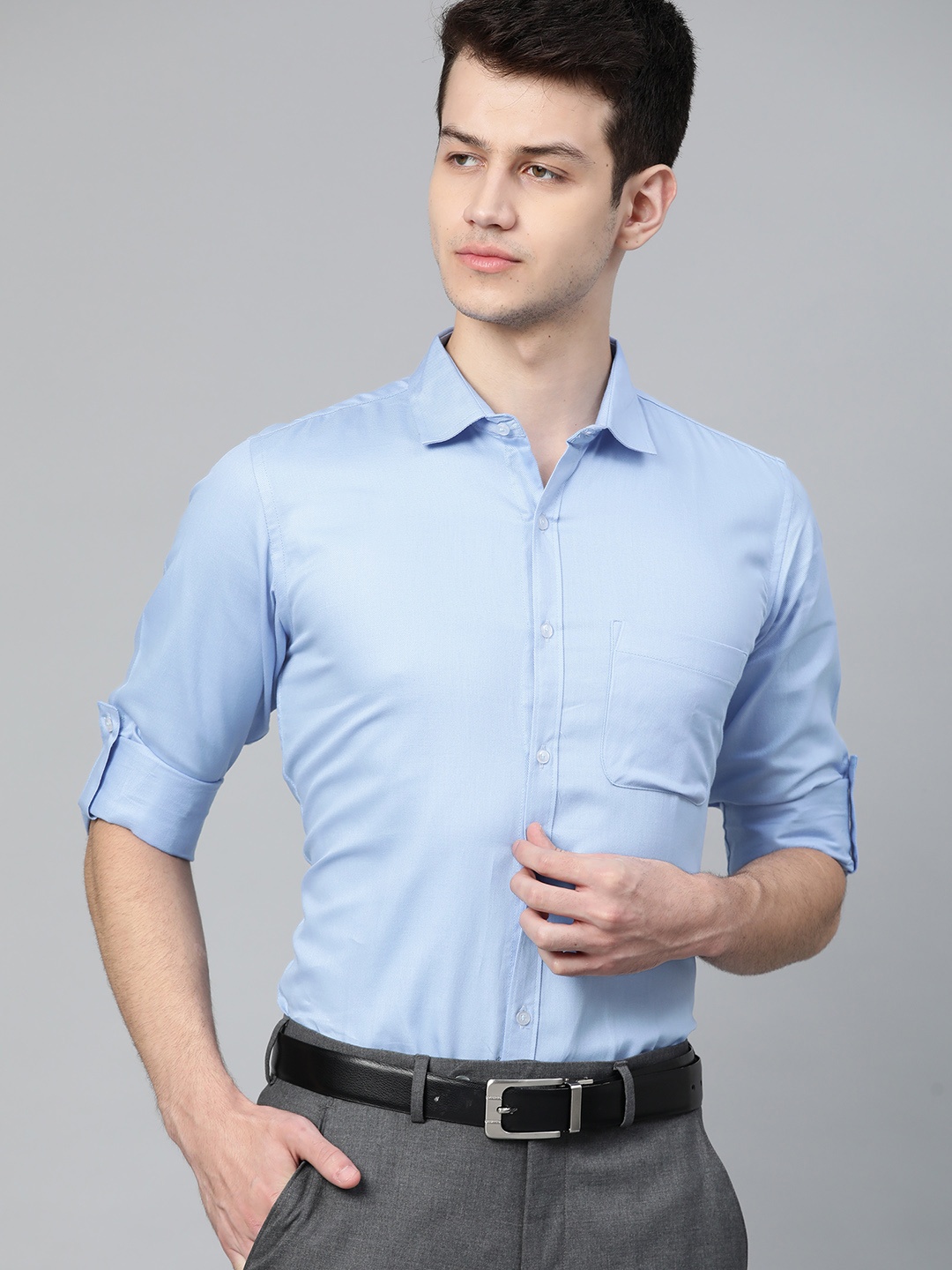 

DENNISON Men Blue Smart Slim Fit Solid Formal Shirt
