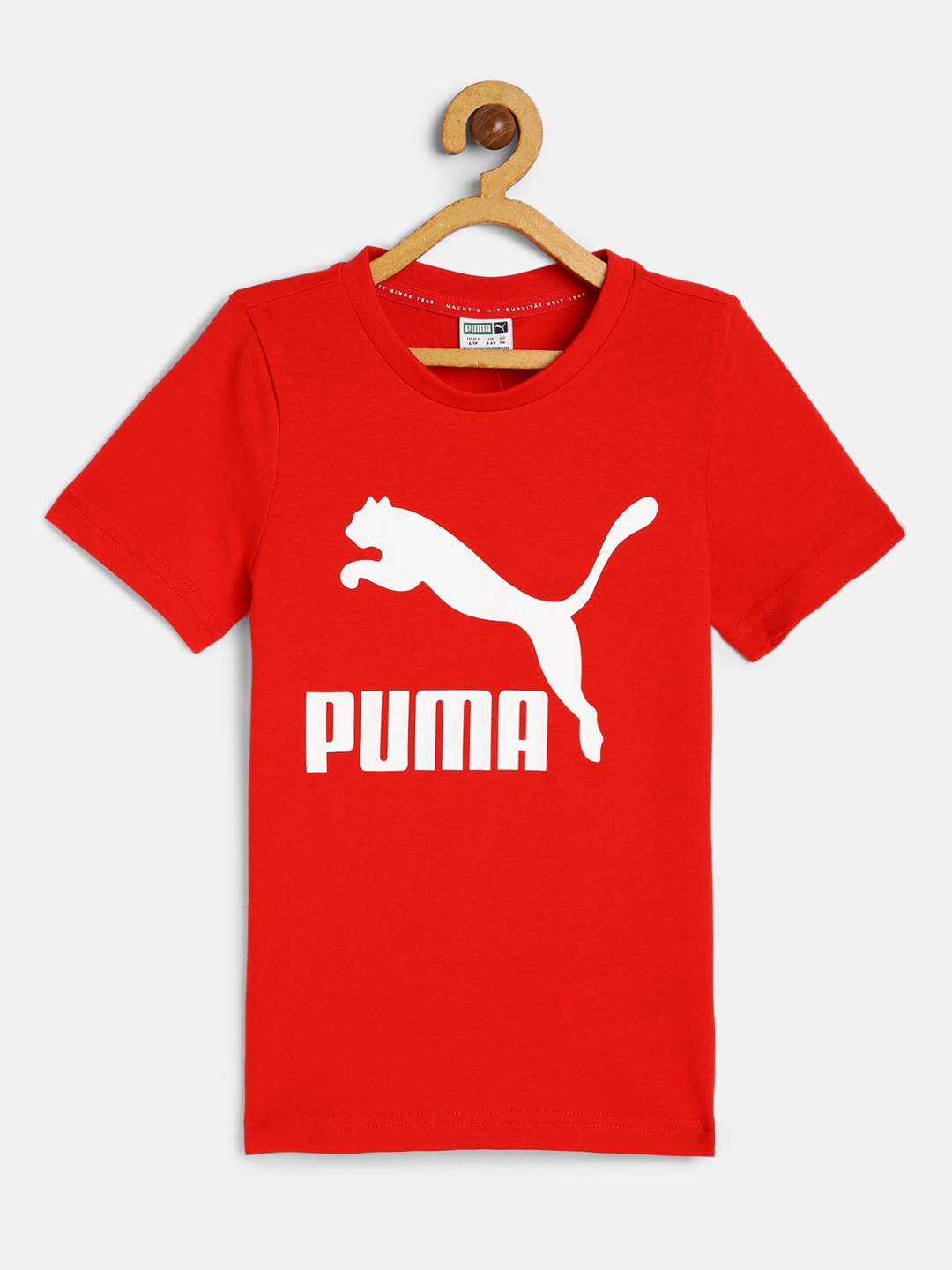 

Puma Boys Red White Printed Pure Cotton T-shirt