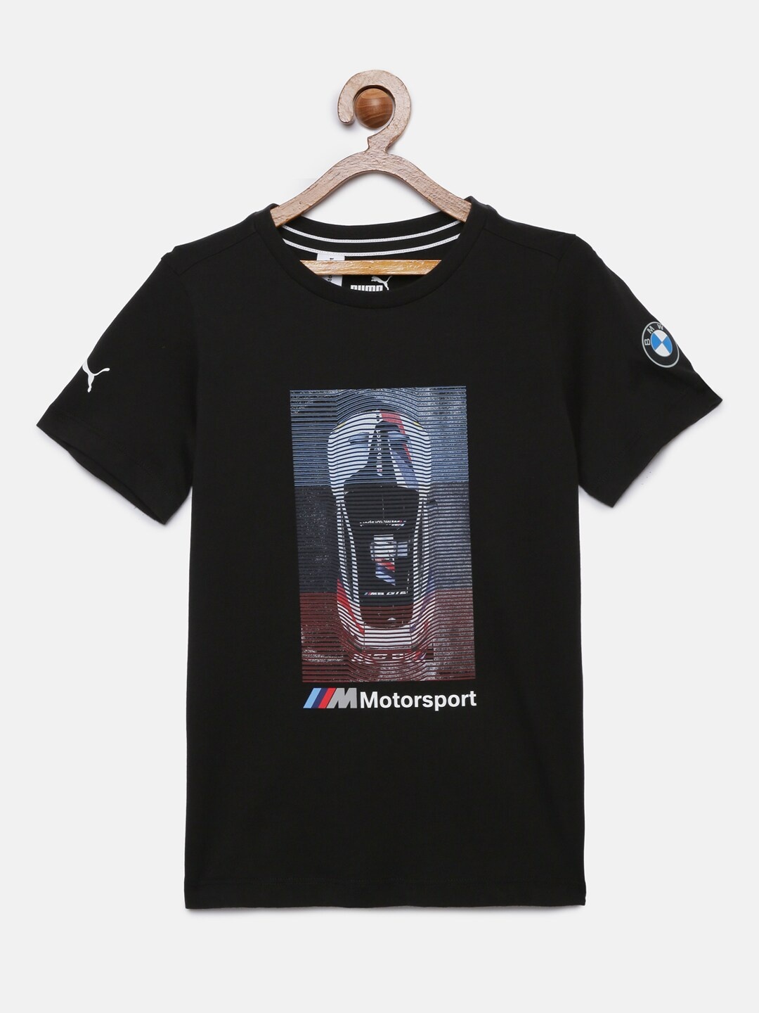 

PUMA Motorsport Boys Black Printed Round Neck T-shirt