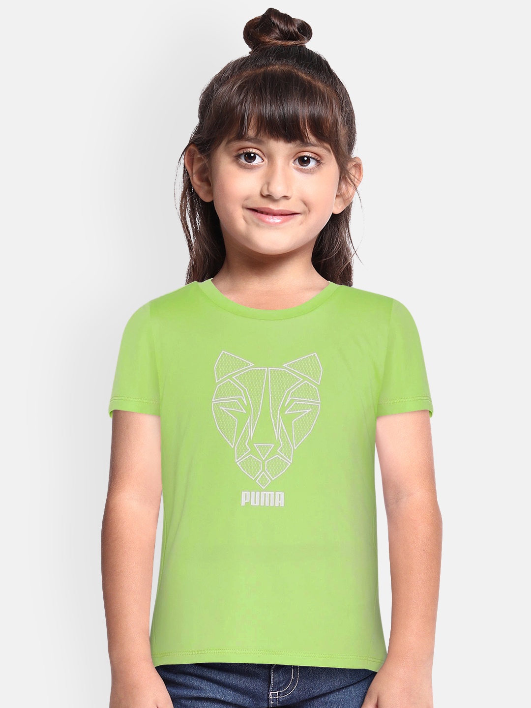 

Puma Girls Lime Green Runtrain Round Neck T-shirt