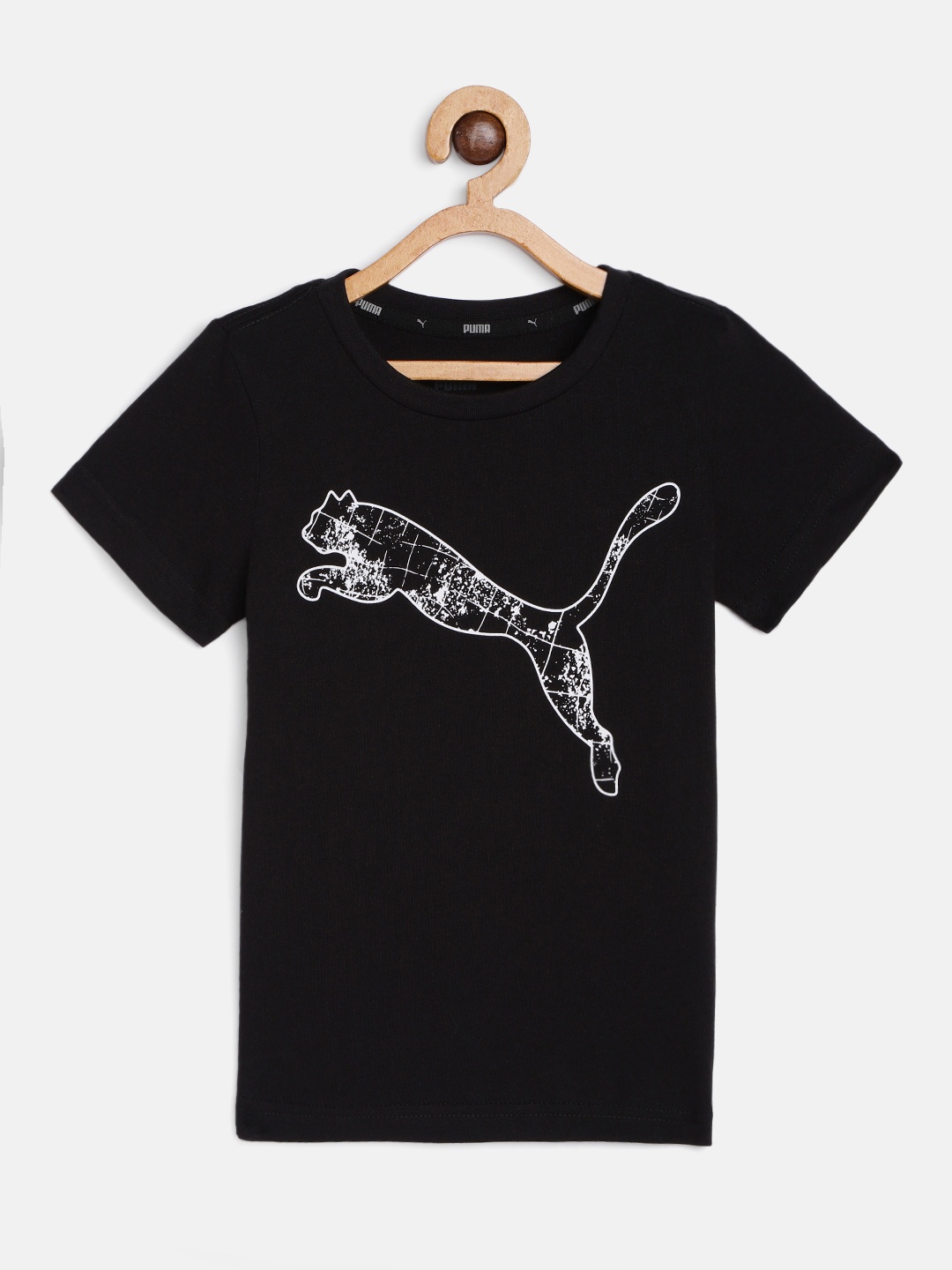 

Puma Boys Black & White Cotton KA Brand Logo Printed T-shirt