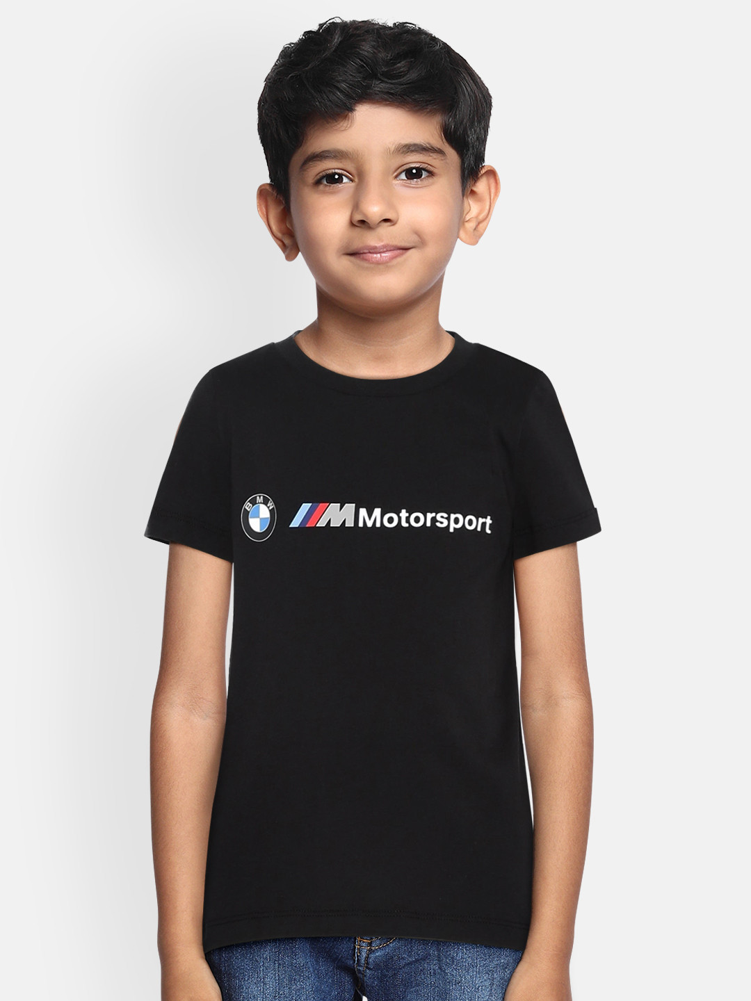 

PUMA Motorsport Boys Black BMW MMS Printed Round Neck Pure Cotton T-shirt