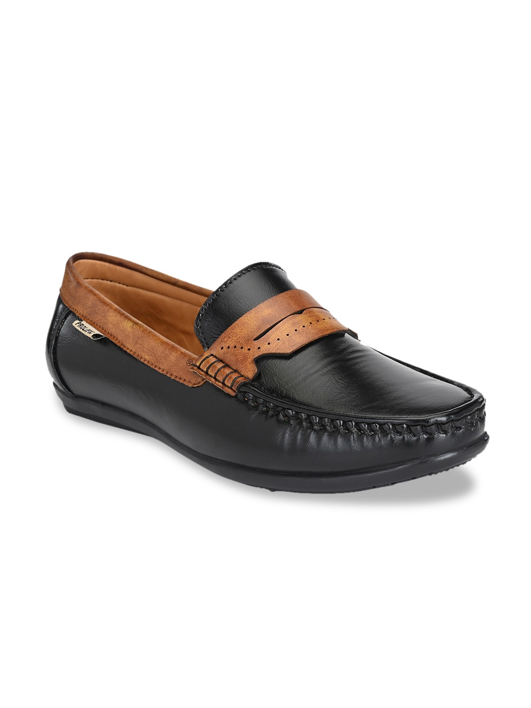 

Prolific Men Black Colourblocked Leather Loafers