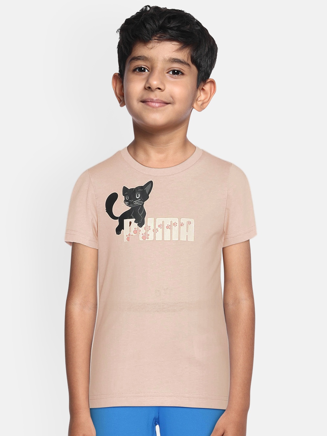 

Puma Boys Nude Pink Printed Round Neck T-shirt