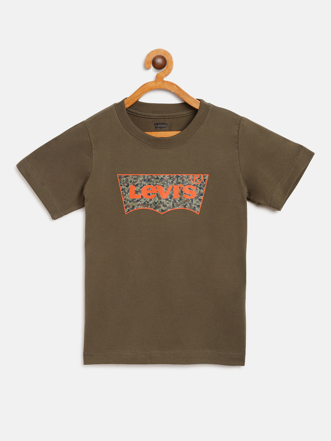 

Levis Boys Olive Green Brand Logo Print Round Neck Pure Cotton T-shirt