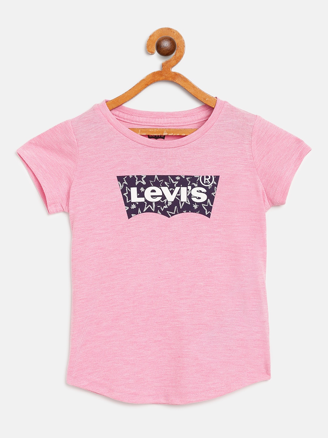 

Levis Girls Pink Brand Logo Print Round Neck T-shirt