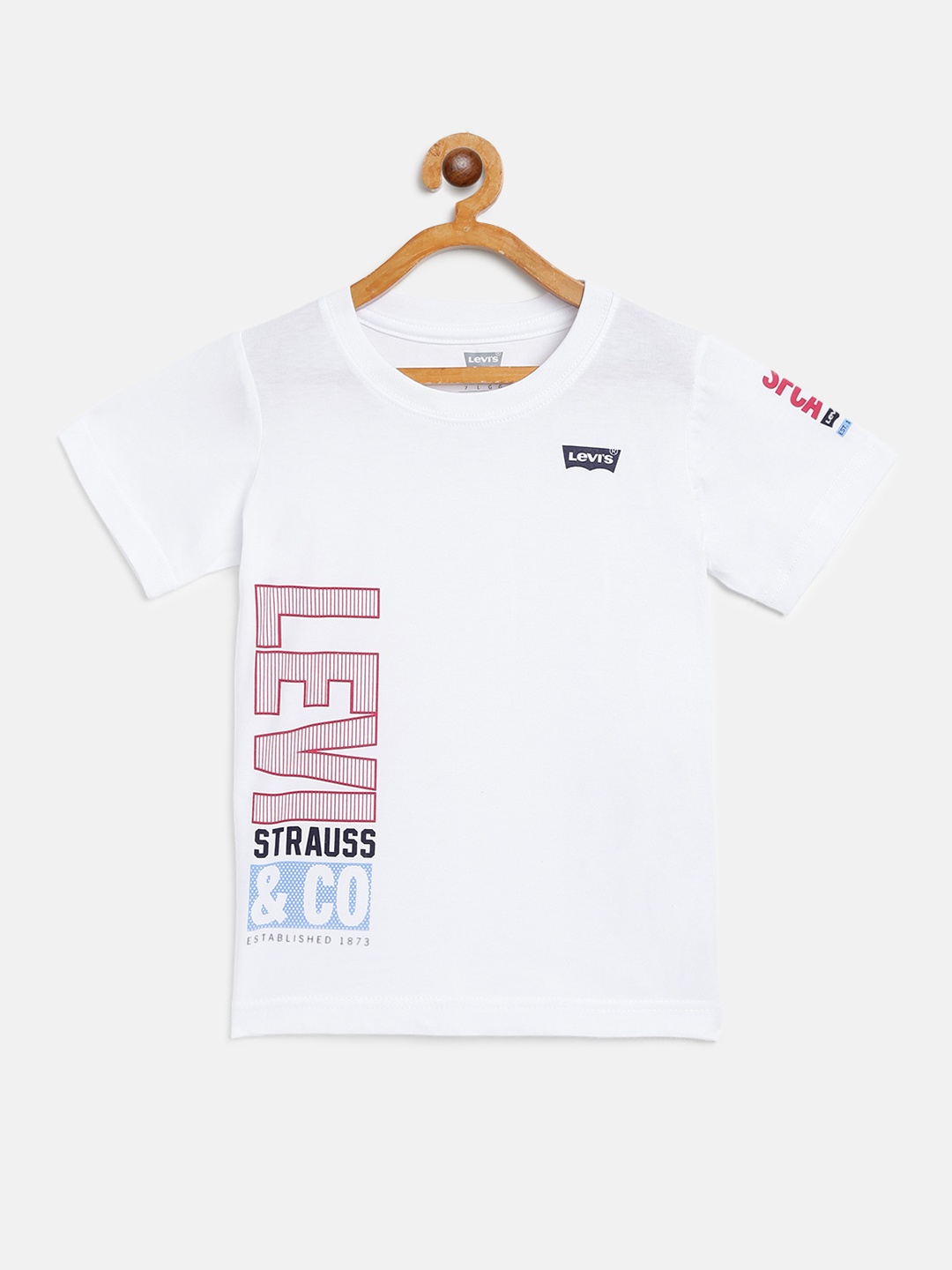 

Levis Boys White Brand Logo Print Round Neck T-shirt