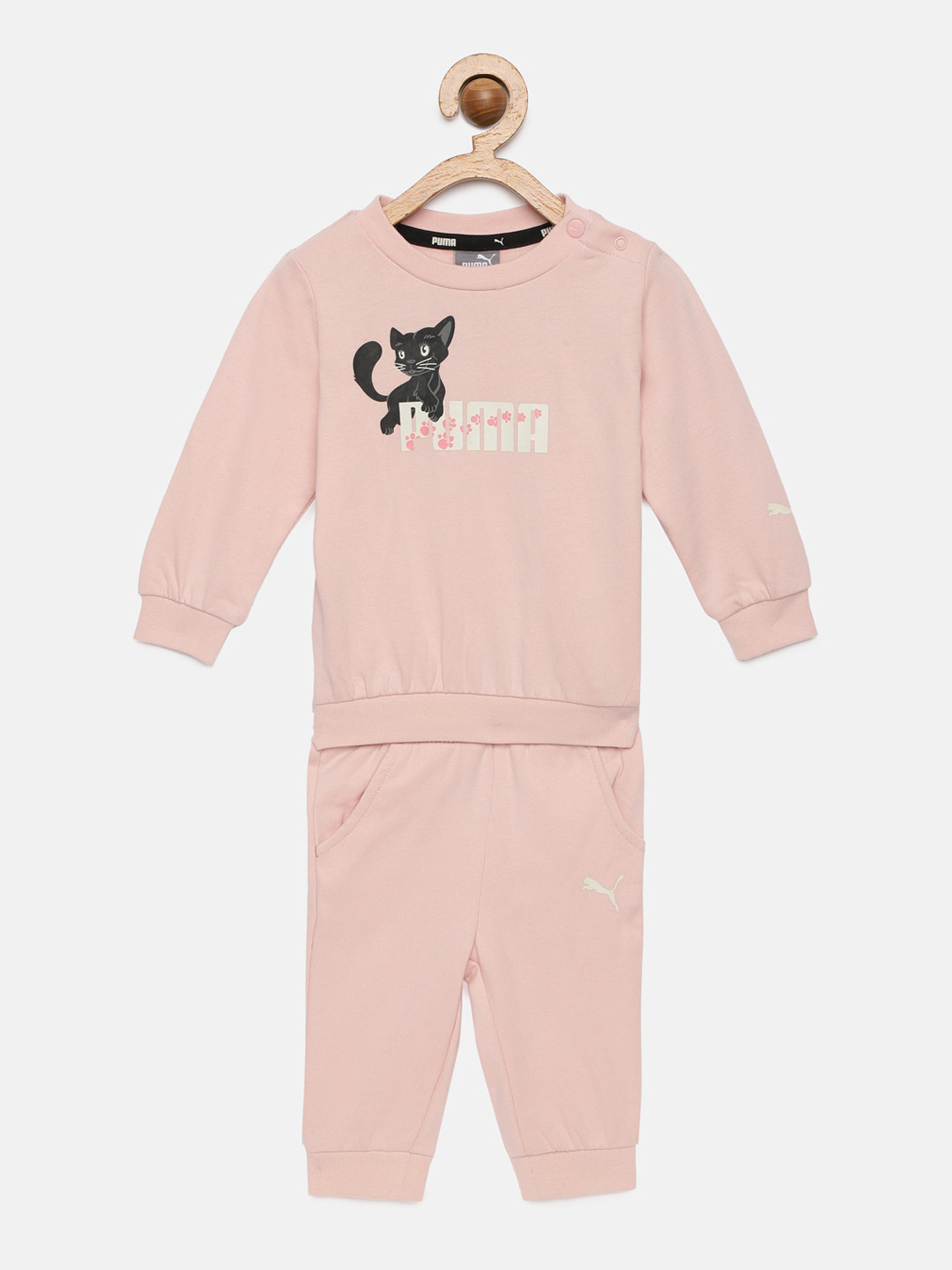 

Puma Infants Peach-Coloured Printed Animals Crew Jogger Tracksuit