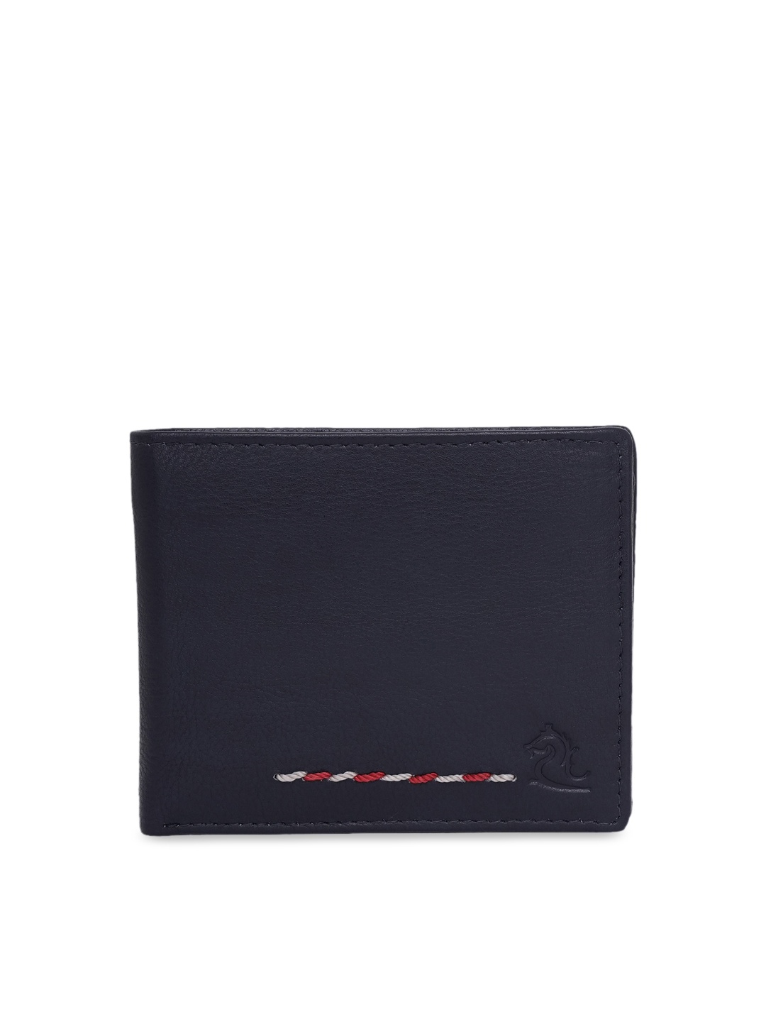 

Kara Men Blue Solid Two Fold Leather Wallet, Navy blue