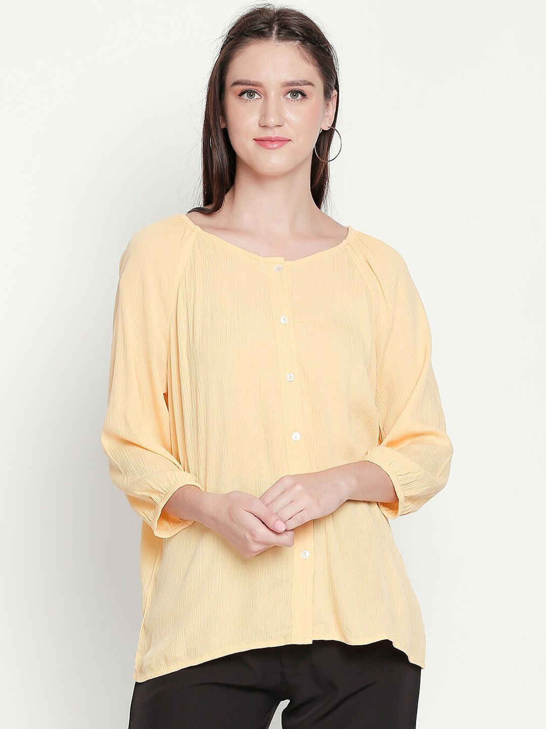 

Honey by Pantaloons Women Yellow Solid Top