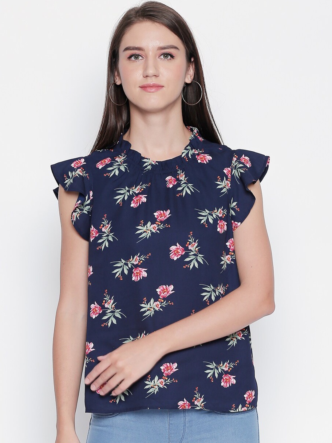 

Honey by Pantaloons Women Navy Blue Printed Top