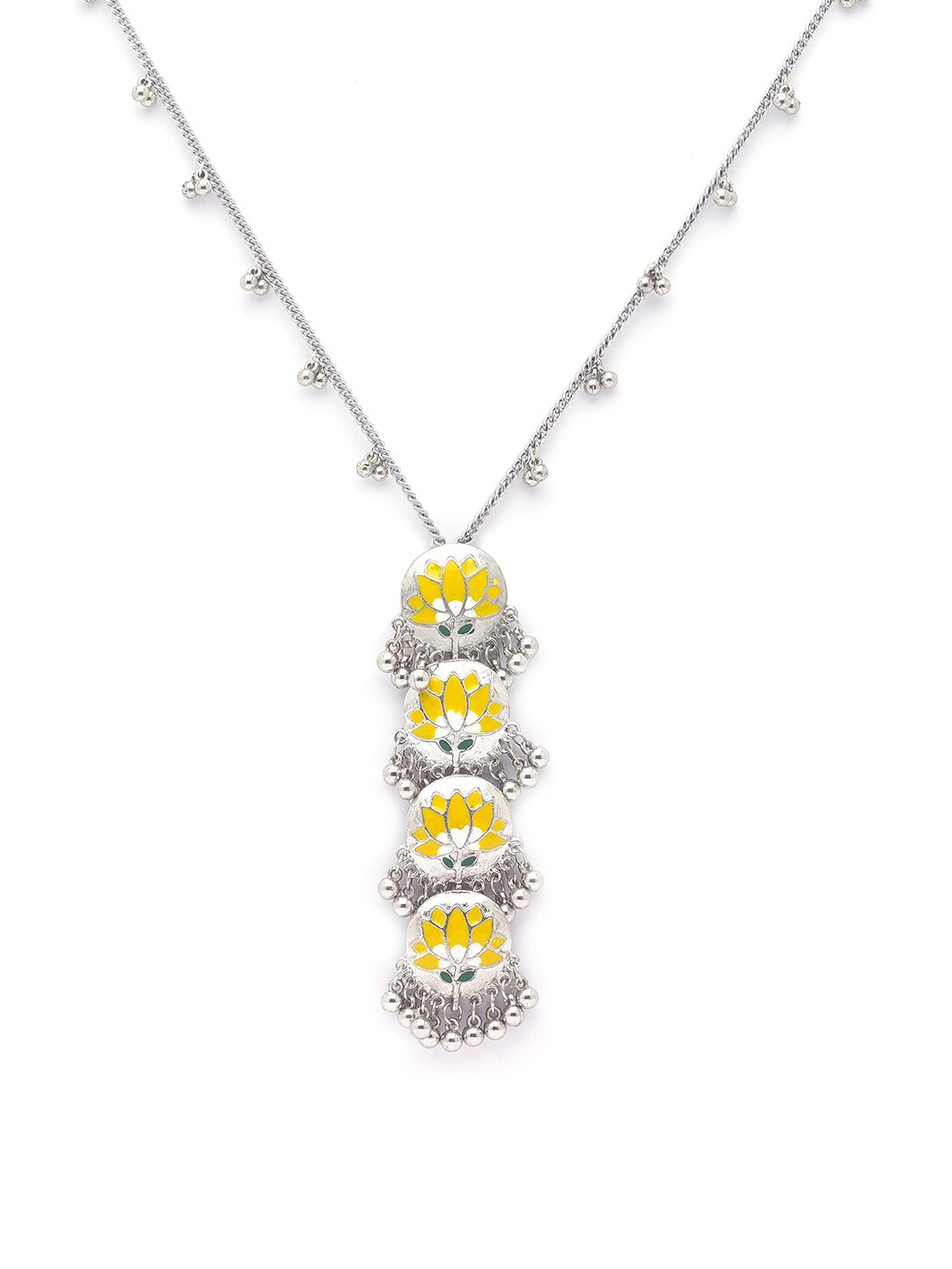 

Ethnic Necklace Silver-Plated Enamelled Metal Necklace