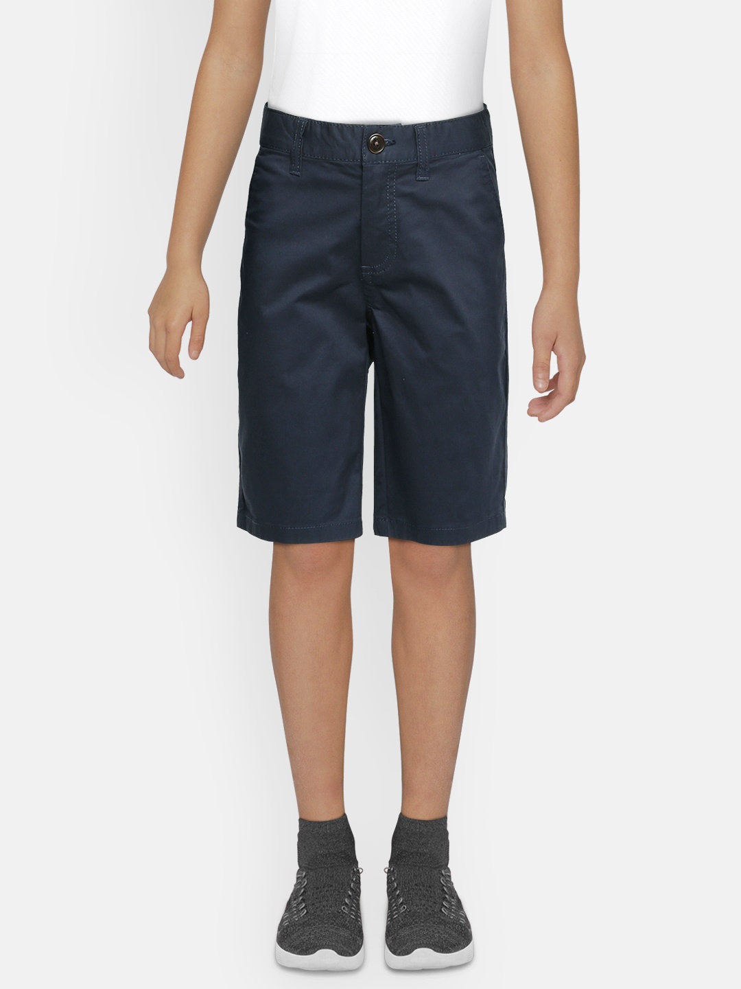 

Tommy Hilfiger Boys Navy Blue Mid-Rise Loose Fit Chino Shorts