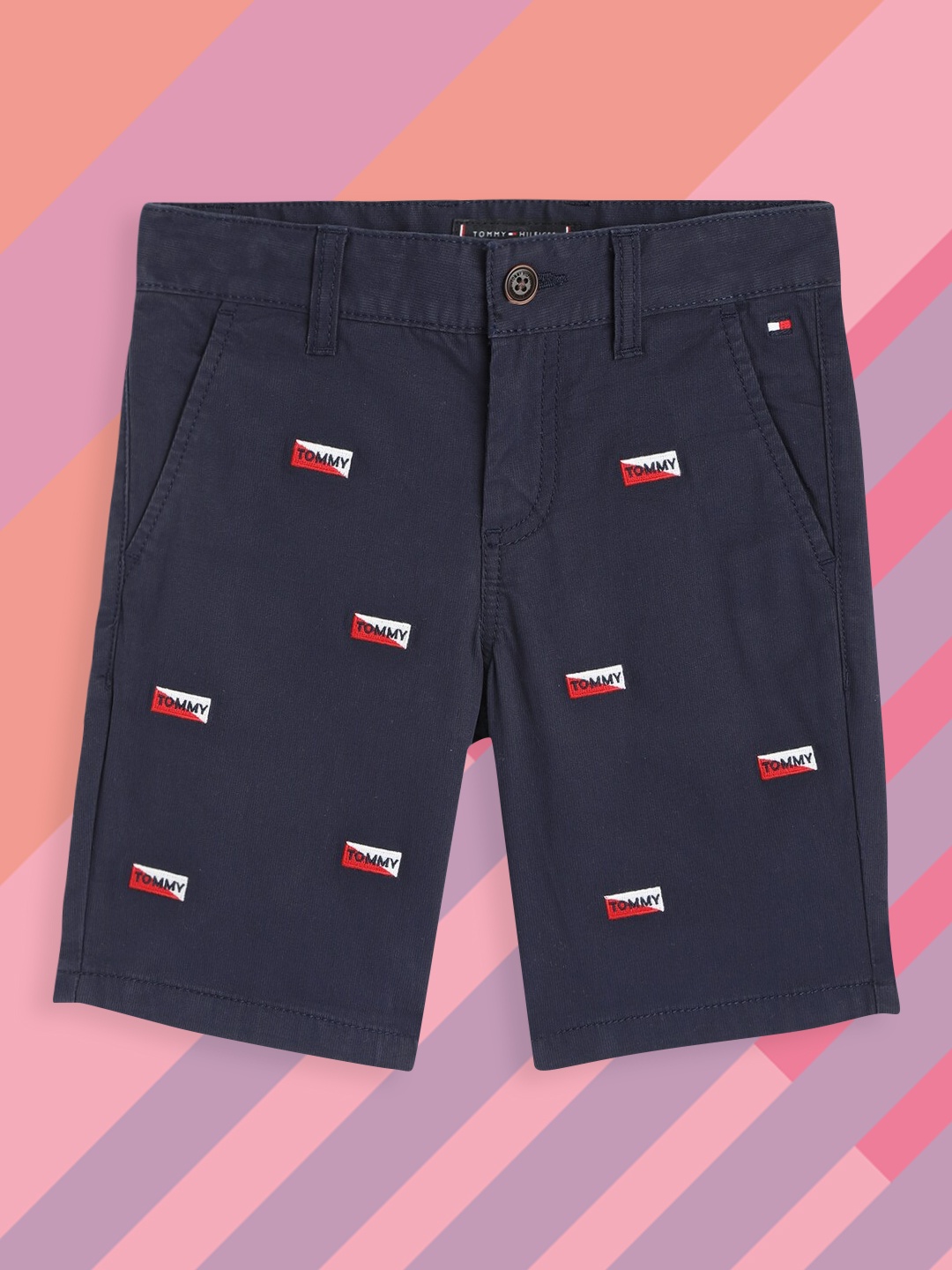 Tommy Hilfiger Boys Navy Blue Brand Logo Embroidery Shorts