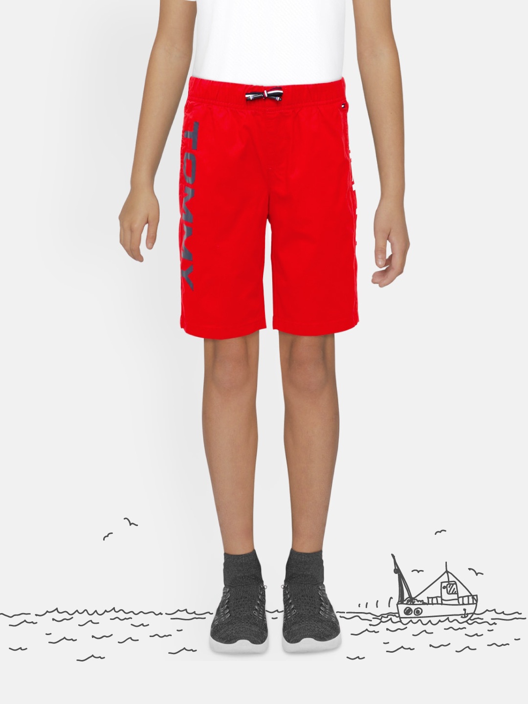 

Tommy Hilfiger Boys Red Printed BB PULL ON LOGO Loose Fit Sports Shorts
