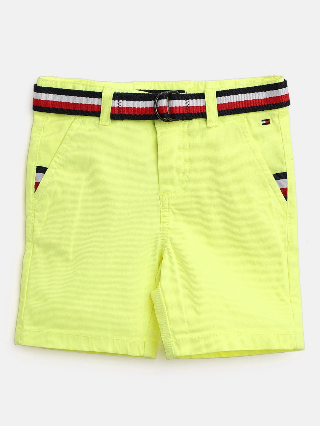 

Tommy Hilfiger Boys Yellow Solid Cotton Mid-Rise Chino Shorts with Belt