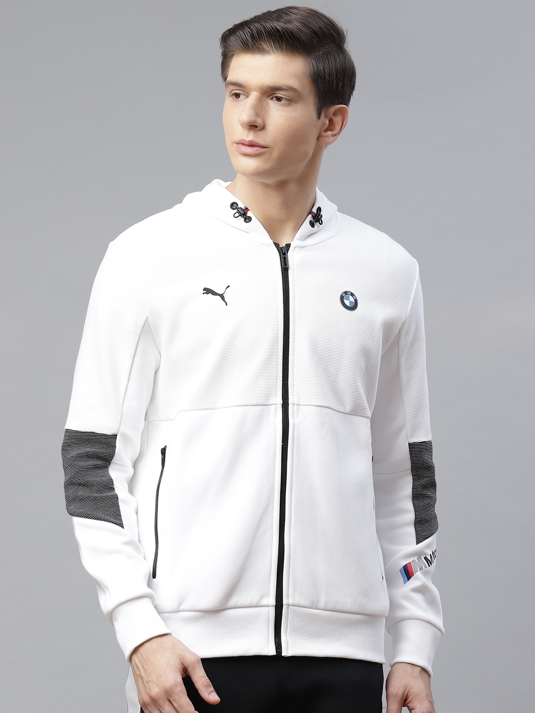 

PUMA Motorsport Men White BMW M Motorsport Hooded Solid Sweat MSP Jacket