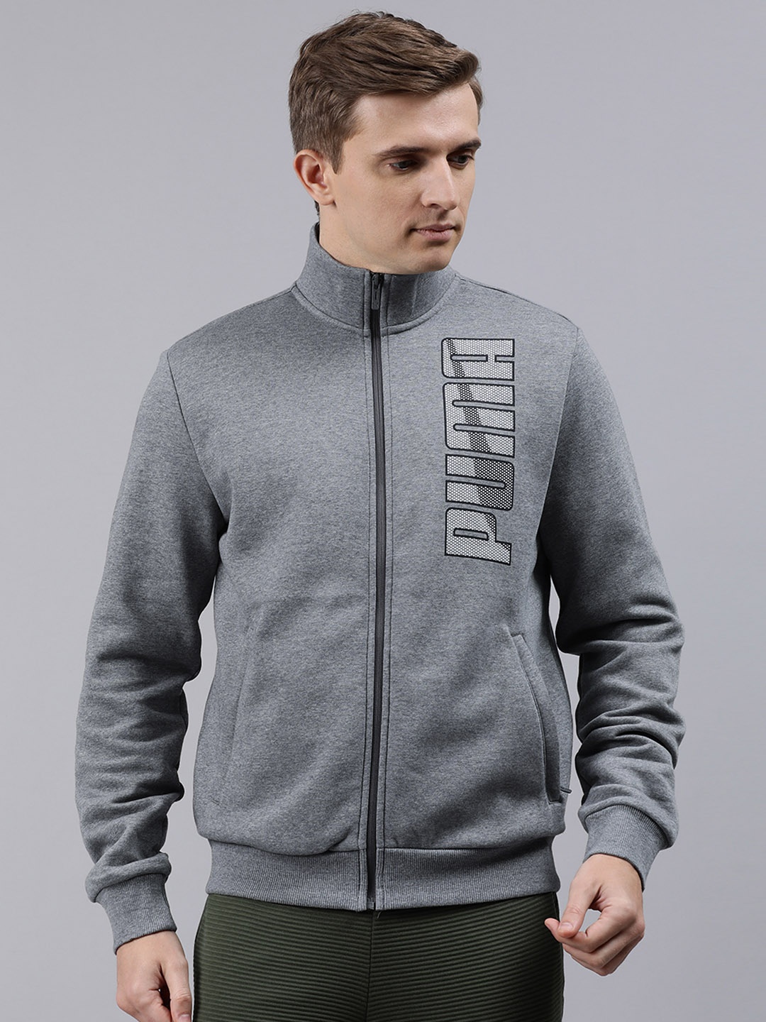 

Puma Men Grey Printed Sporty Jacket