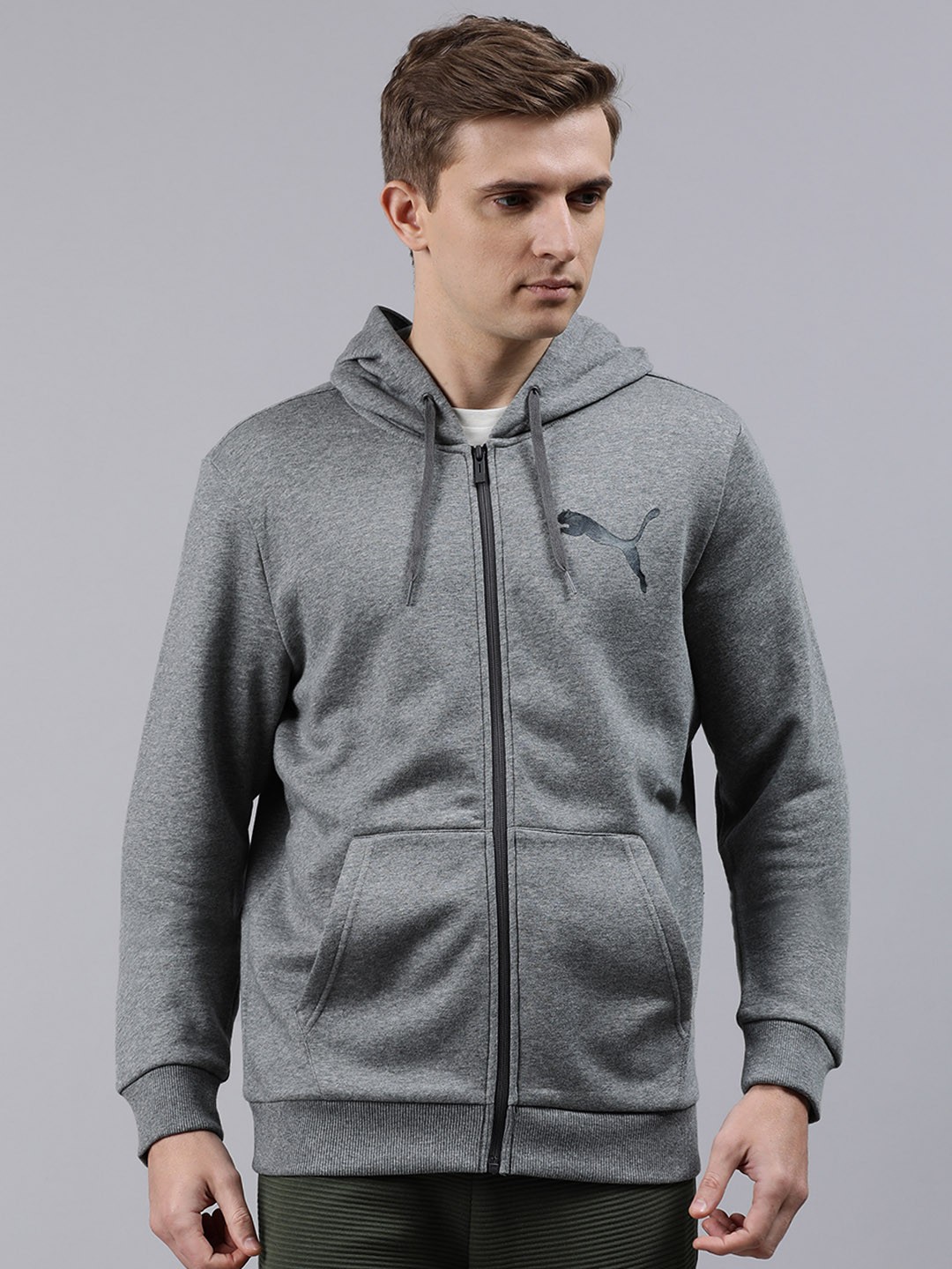 

Puma Men Grey Solid Sporty Jacket