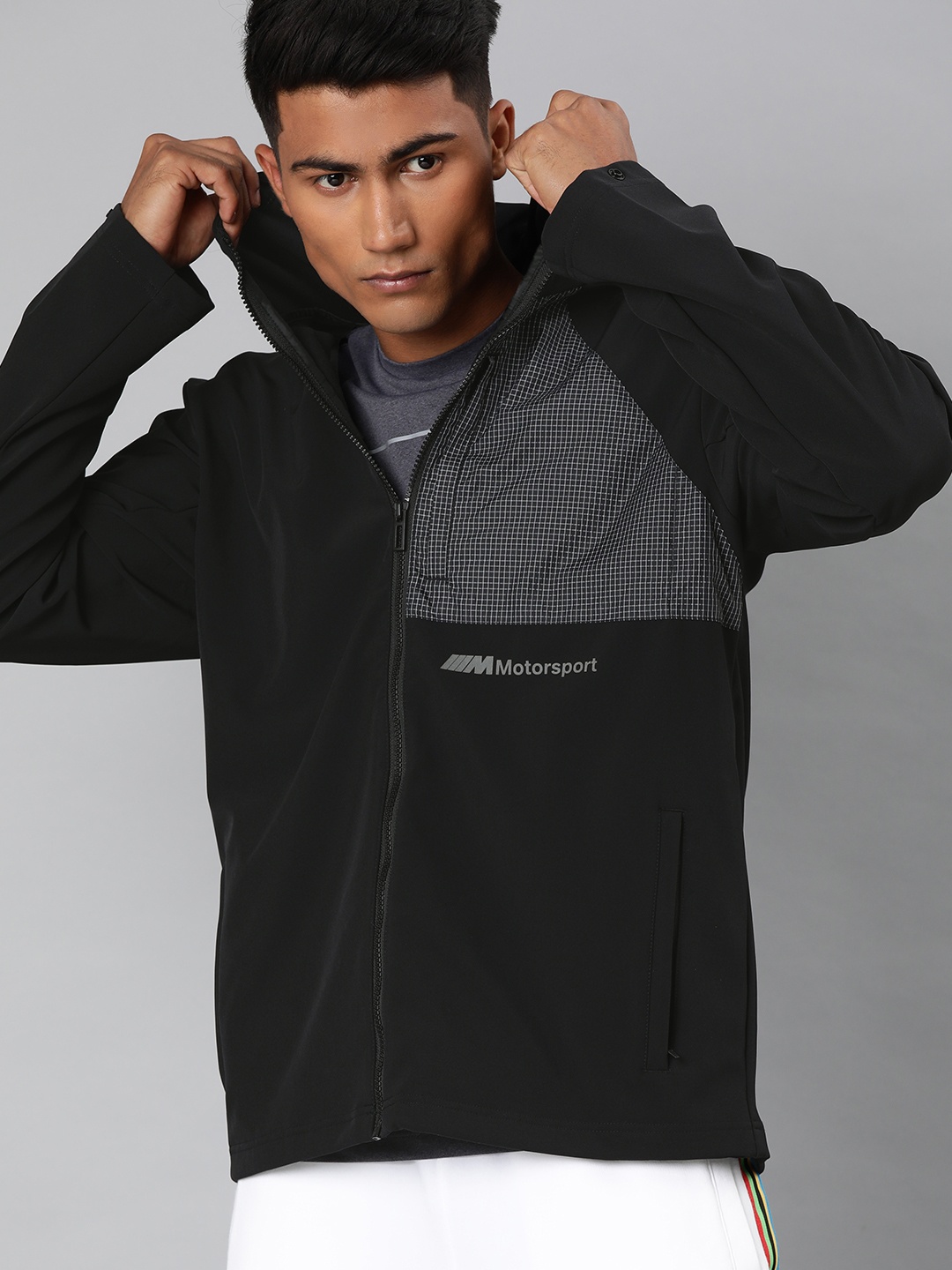

PUMA Motorsport Men Black BMW MMS RCT Explorer Softshell Open Front Motorsport Jacket