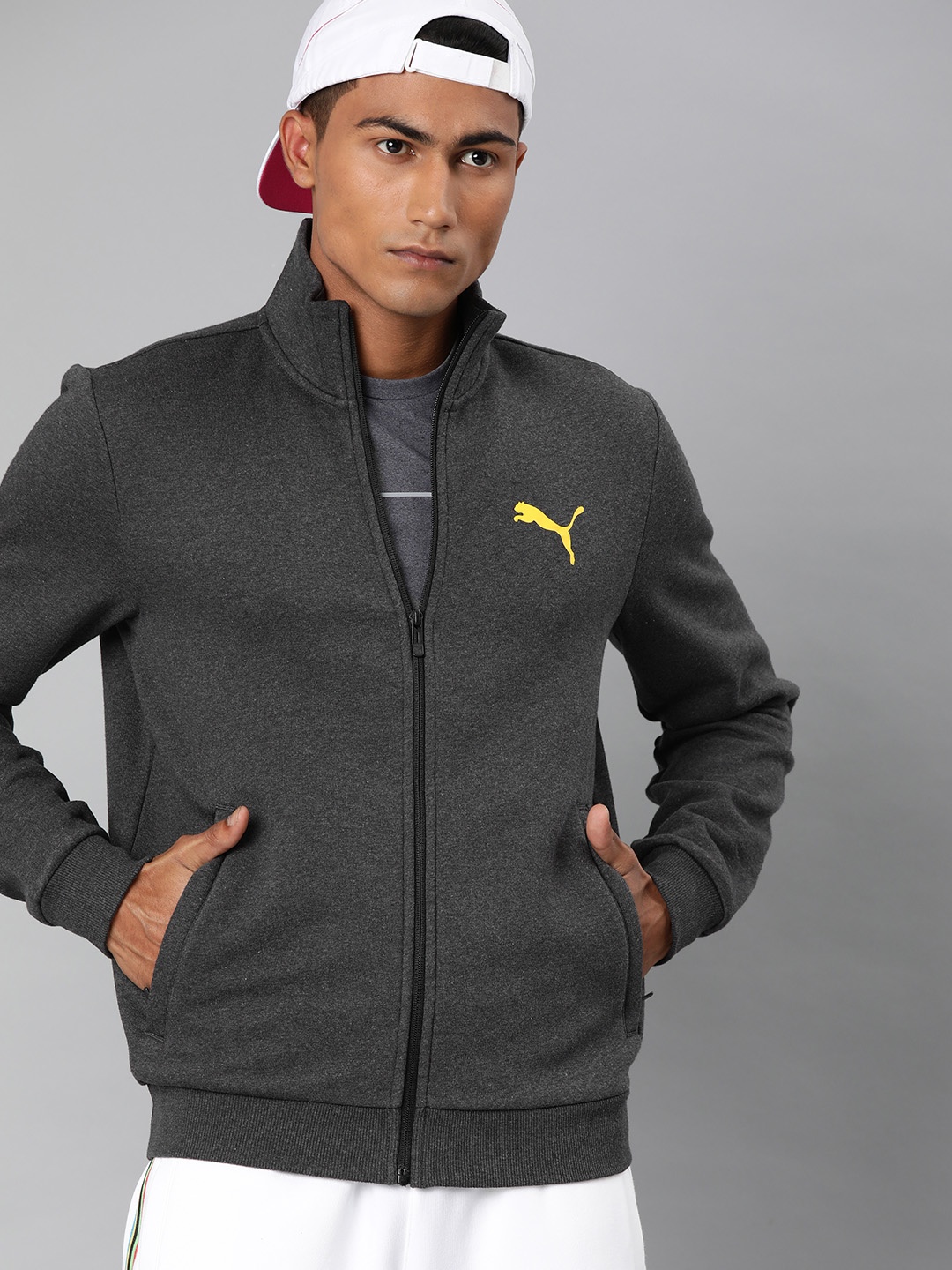 

Puma Men Grey Back Print Sporty Knitted 20 Jacket