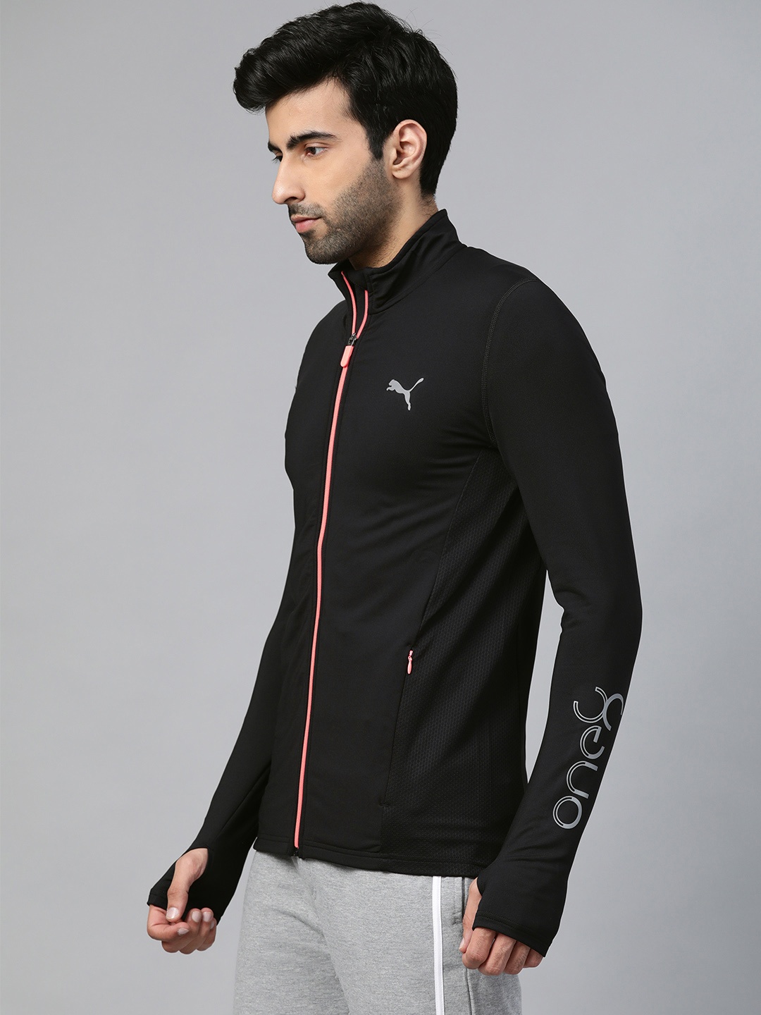 

Puma Men Black VK Ms Active Full-Zip Solid Sporty Track Jacket