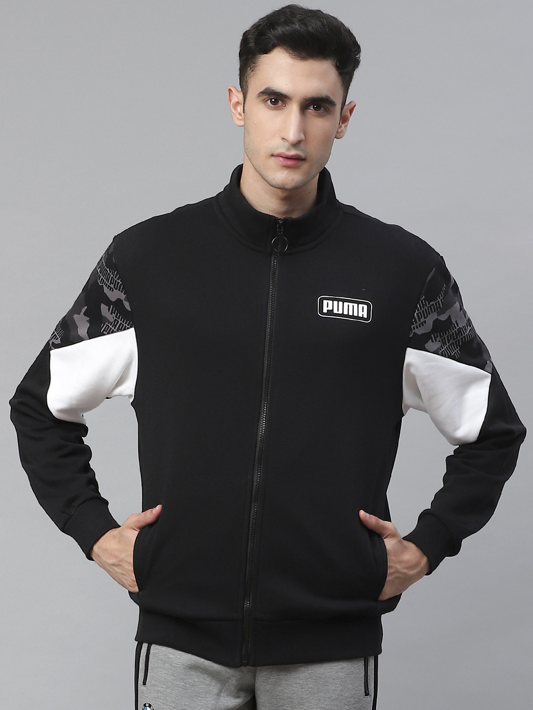 

Puma Men Black Rebel Camo Solid Sporty Track Jacket