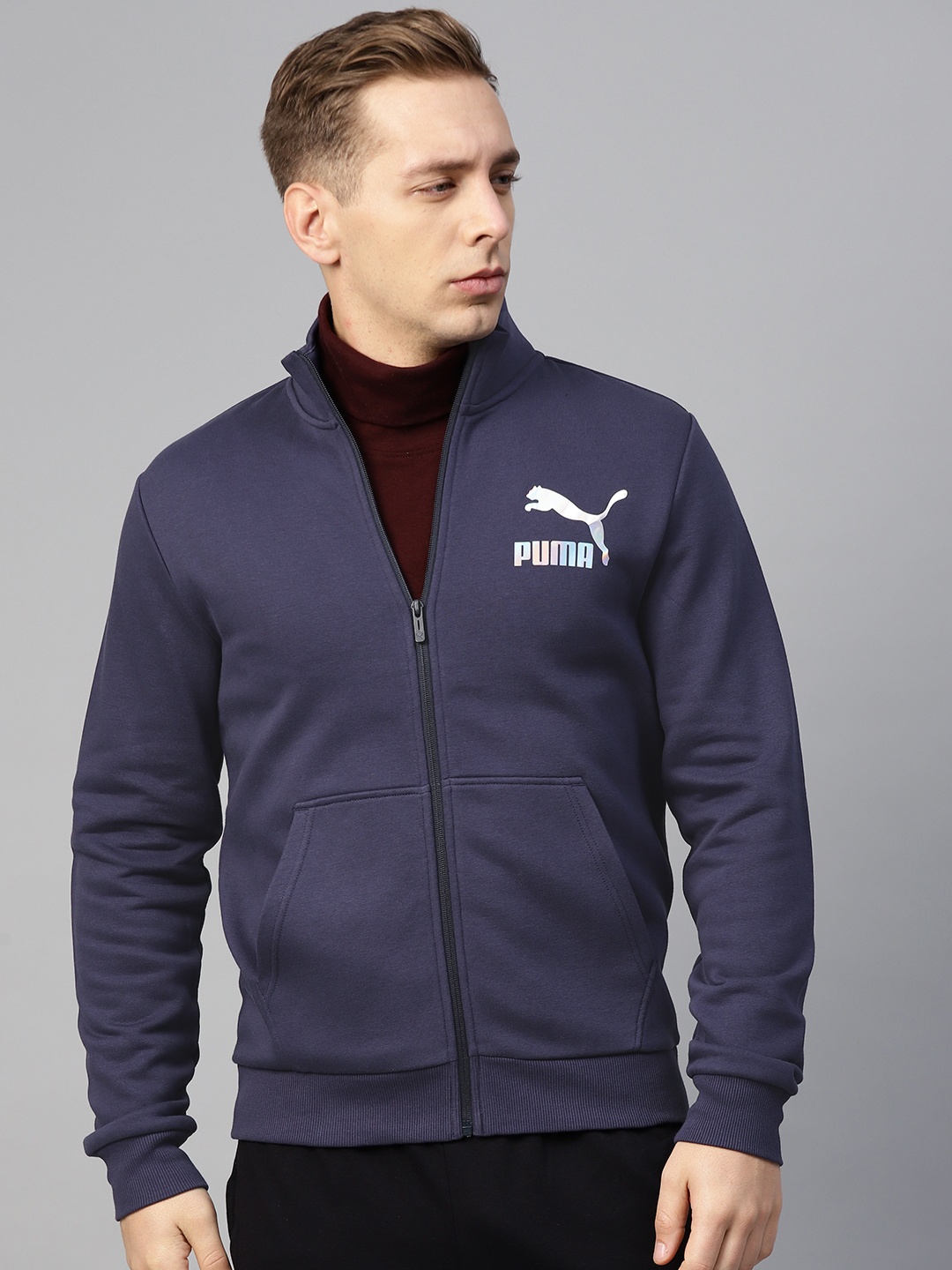 

Puma Men Navy Blue Solid Knitted Sweatshirt