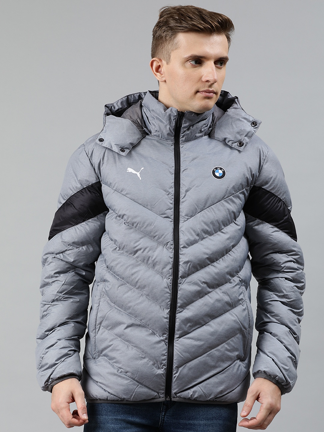 

PUMA Motorsport Men Grey Colourblocked Padded MSP Jacket