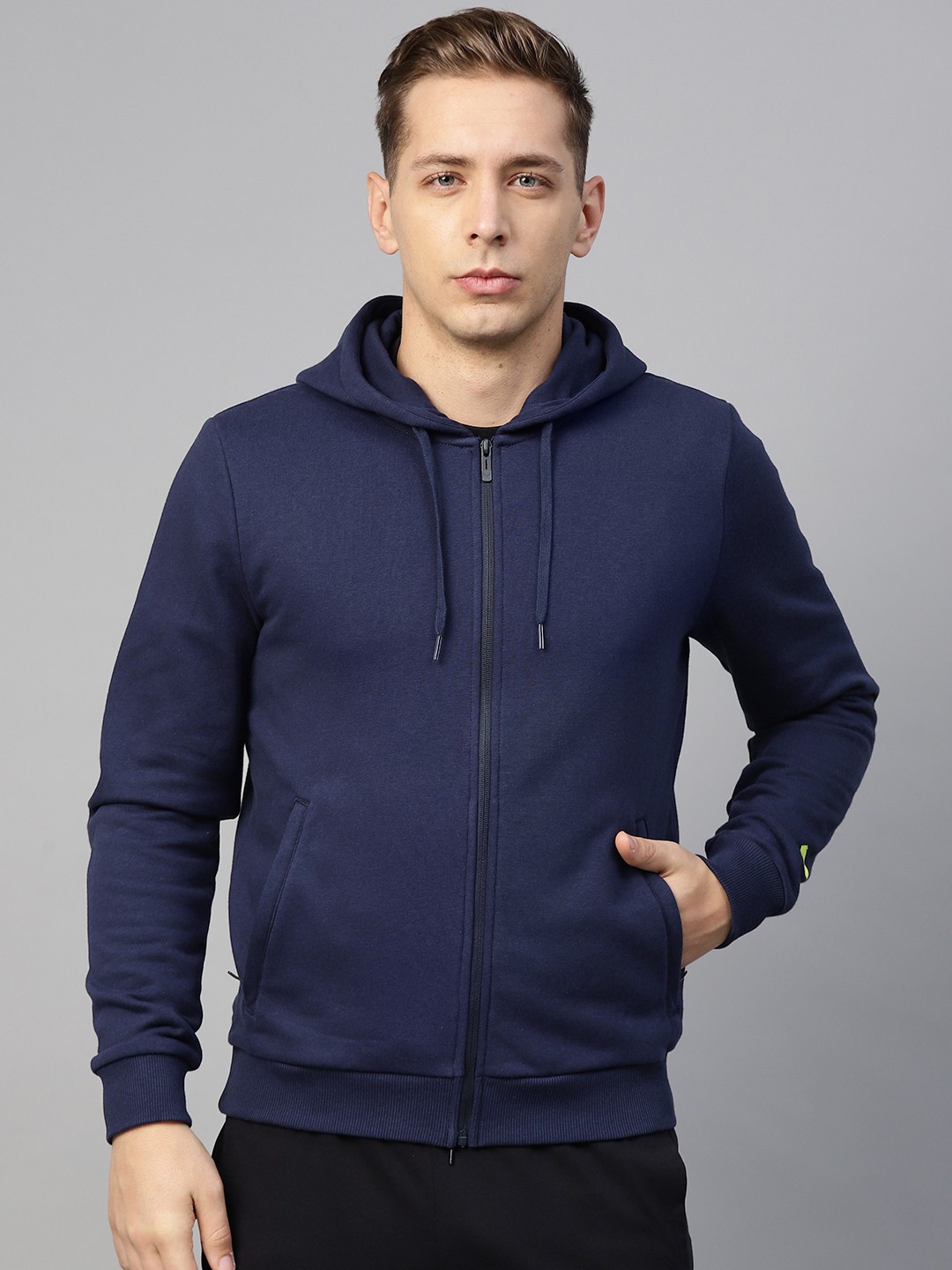 

Puma Men Navy Blue Solid Knitted Hooded Sweatshirt