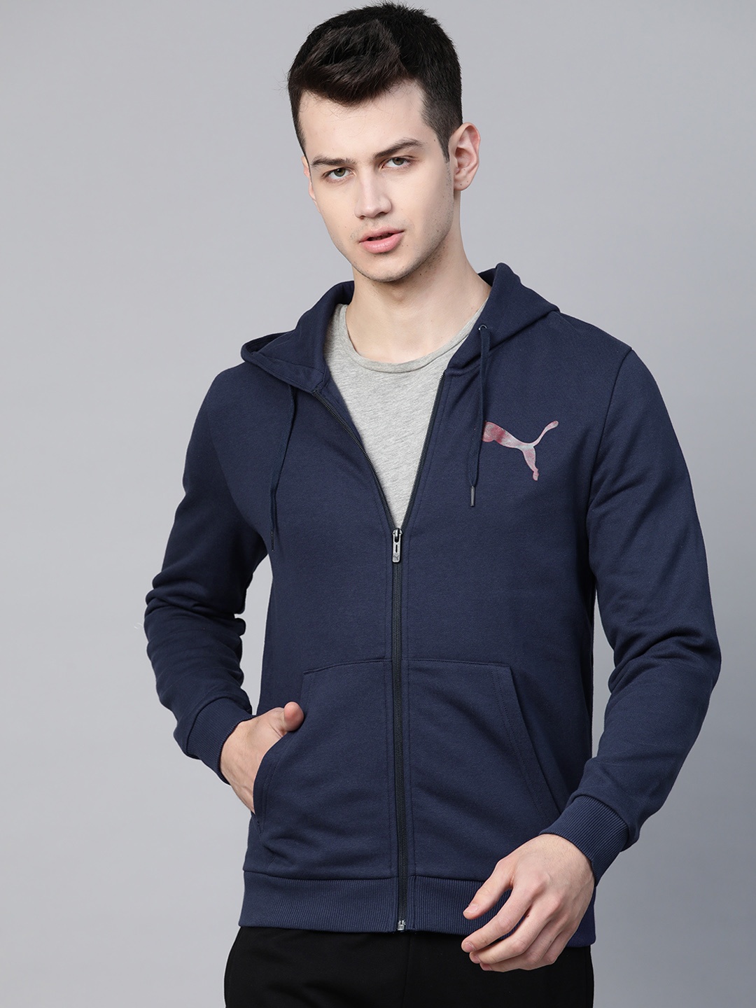 

Puma Men Navy Blue Solid Hooded Sweatshirt